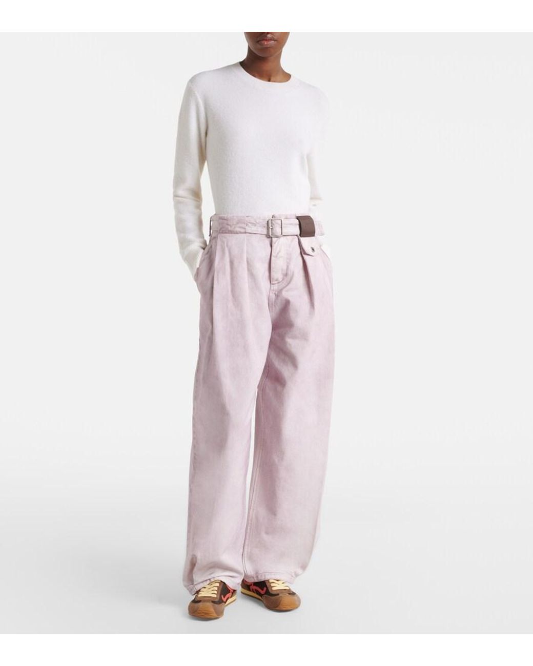 Loewe Pink Belted Wide-Leg Jeans