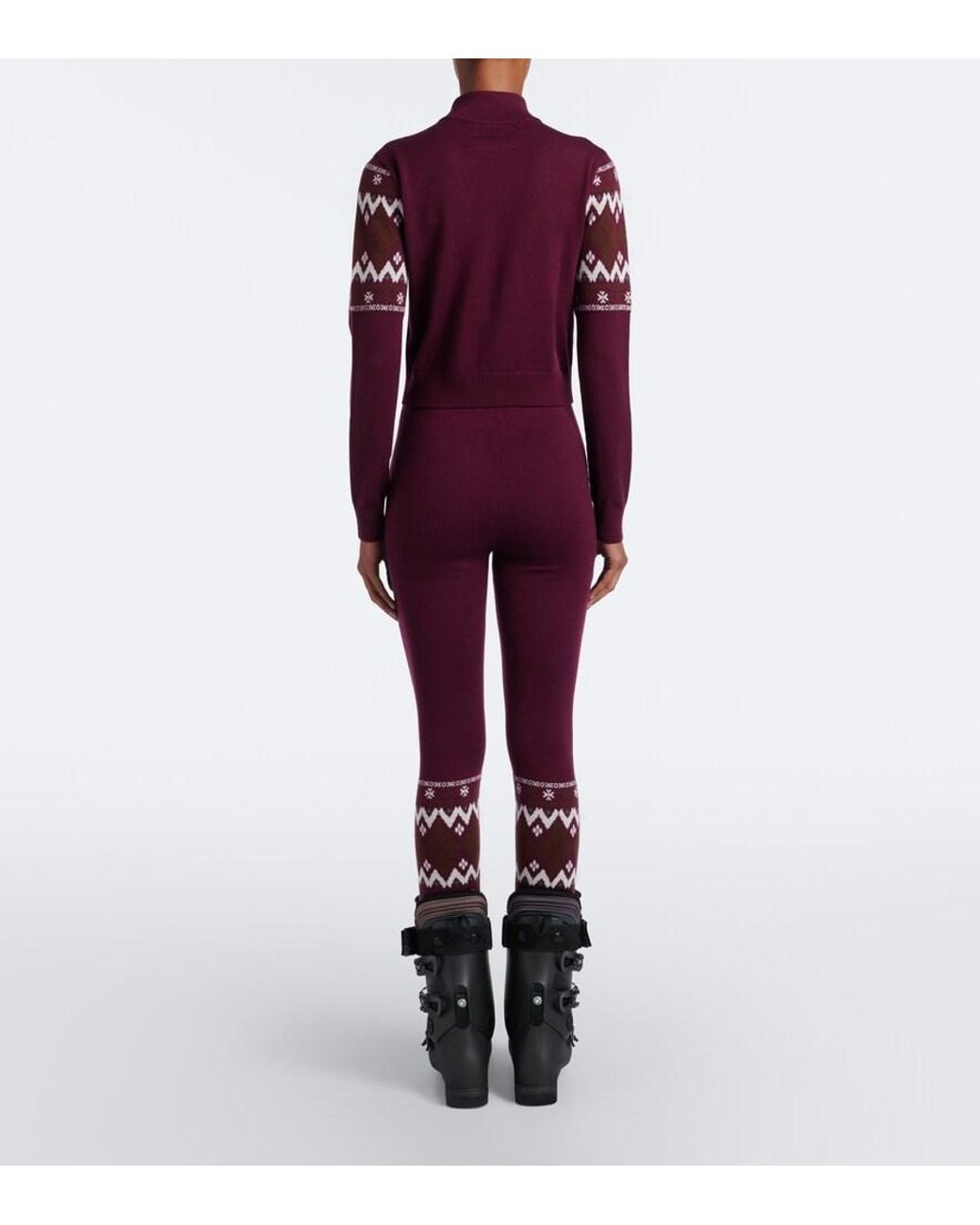 Perfect Moment Red Fair Isle Wool Half-Zip Sweater