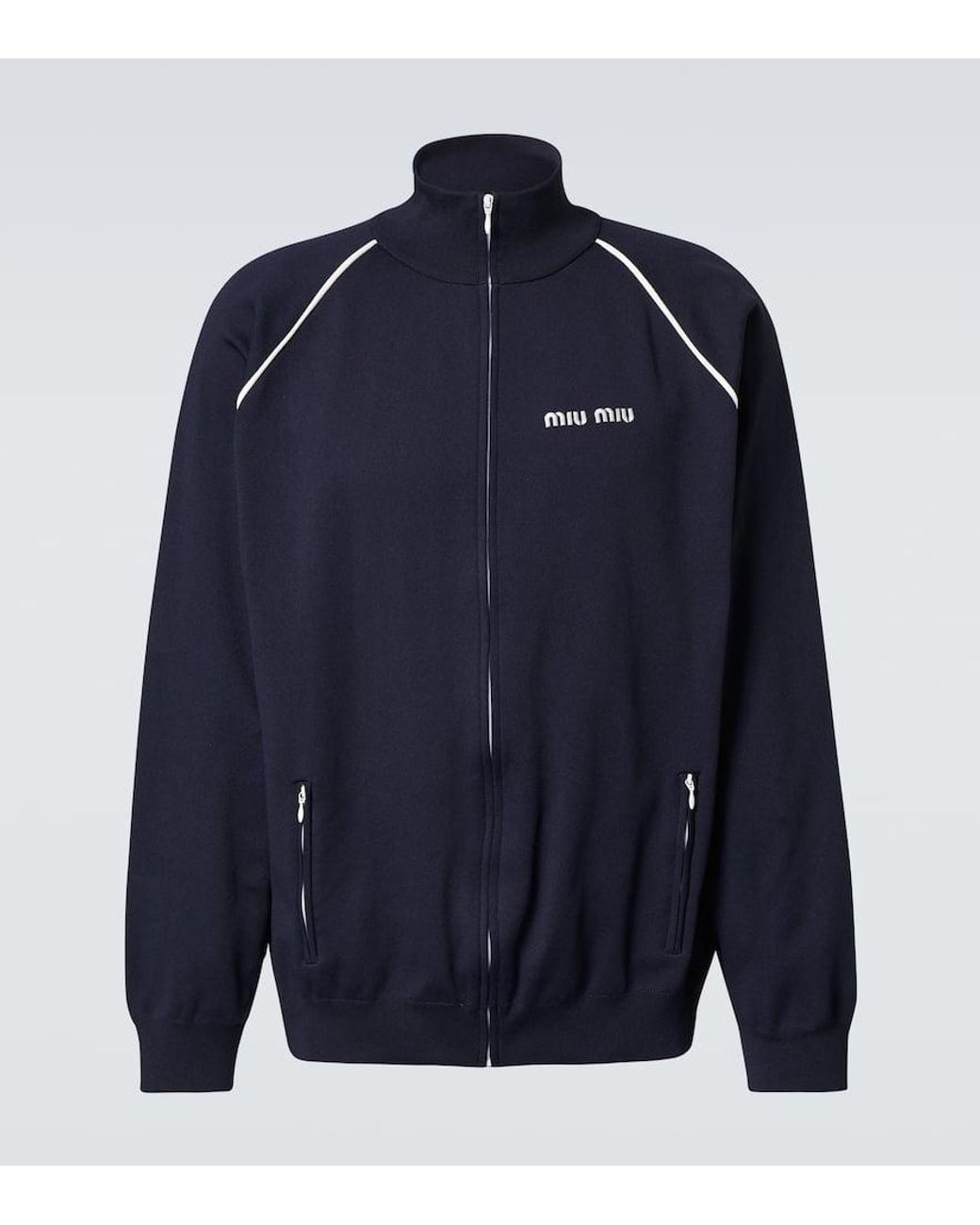 Miu Miu Logo Track Jacket in Blue for Men | Lyst