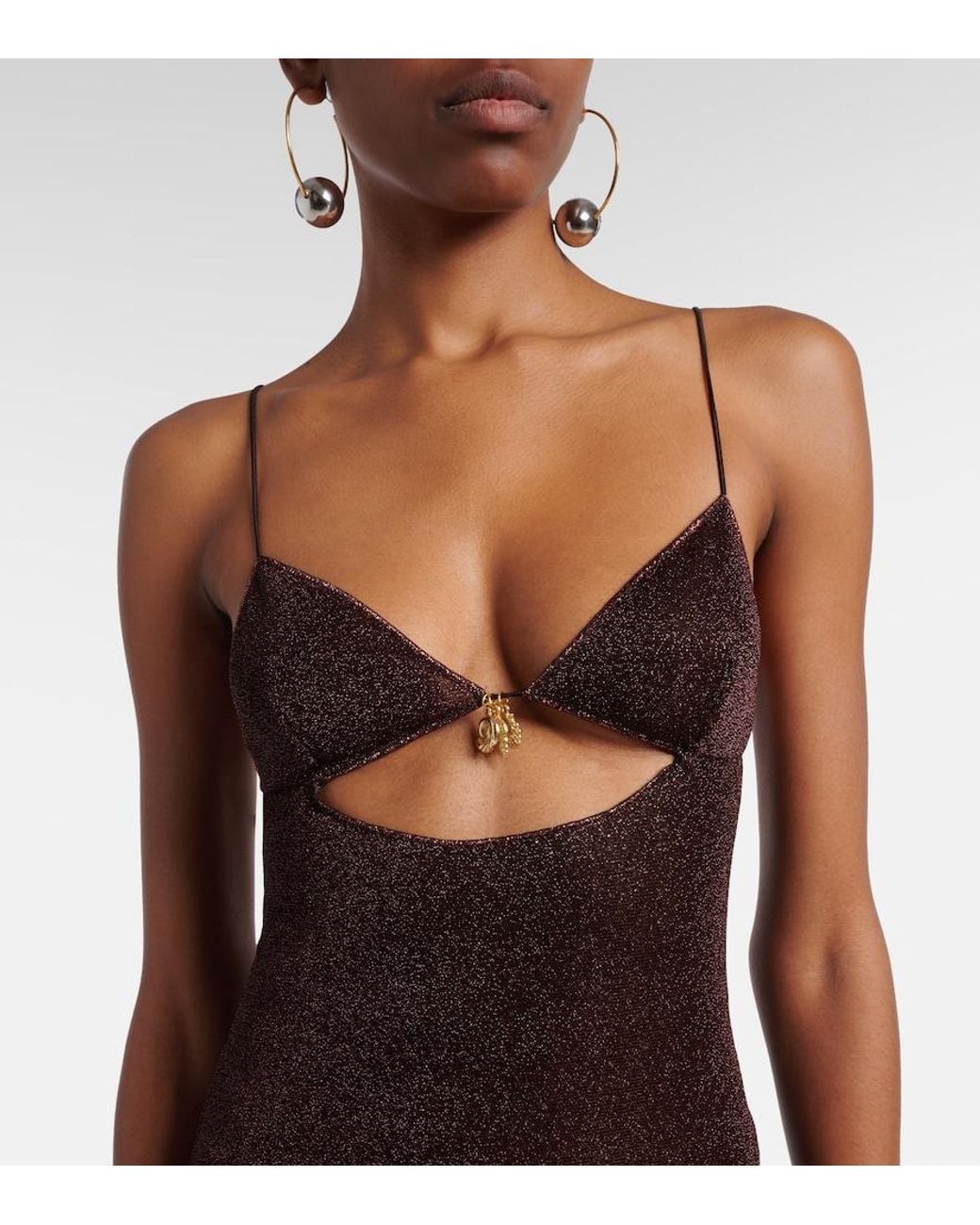 Oseree Brown Lumiere Cutout Minidress