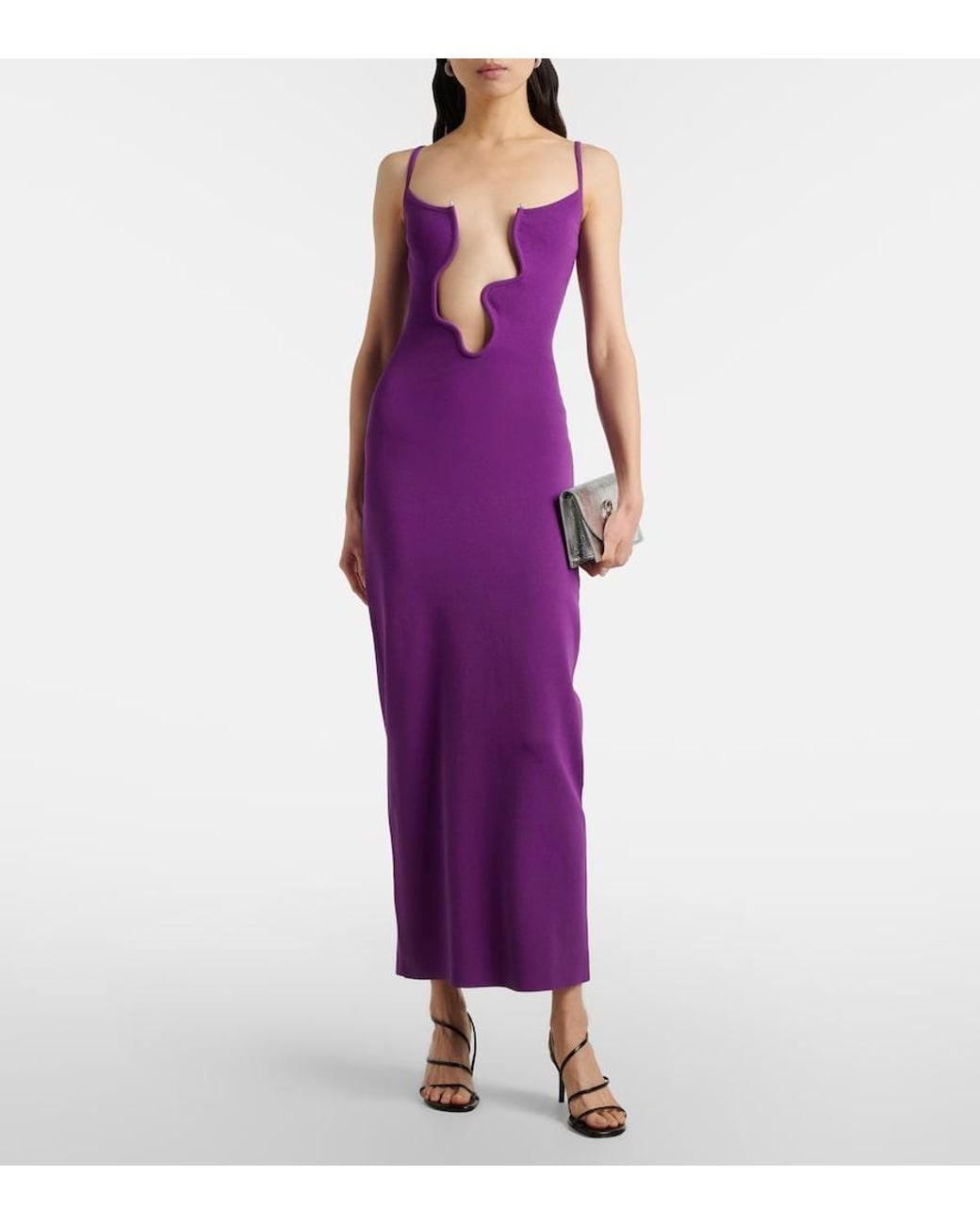 Christopher Esber Purple Salacia Cutout Embellished Midi Dress