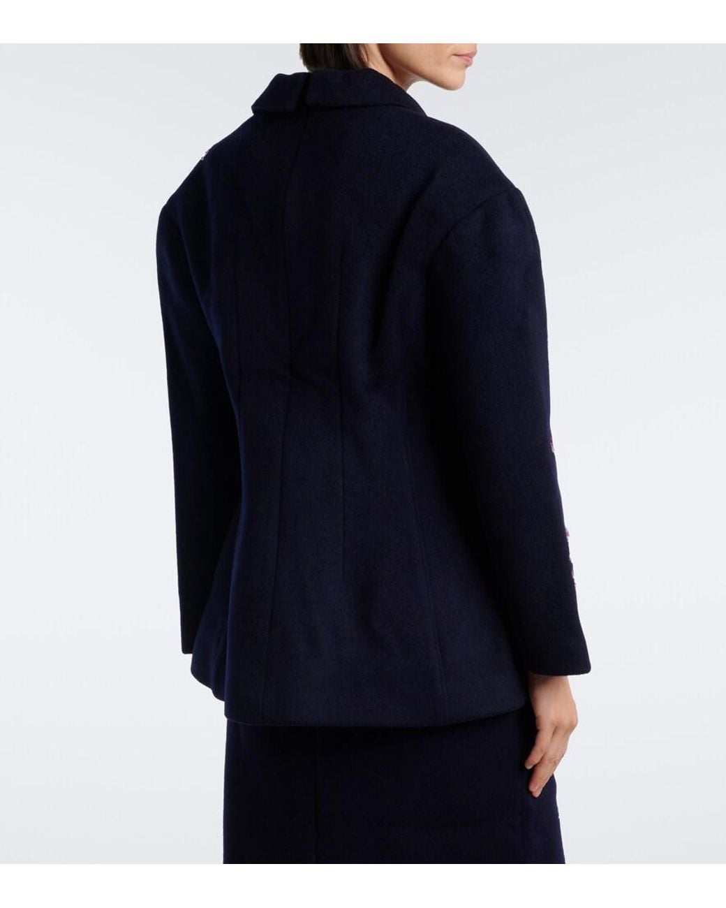ShuShu/Tong Blue Bow-Detail Embellished Wool Top