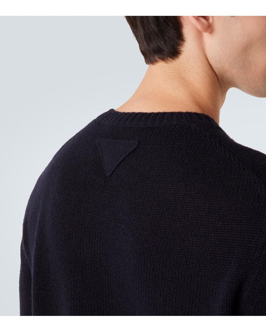 Prada Blue Ribbed-Knit Cashmere Sweater for men
