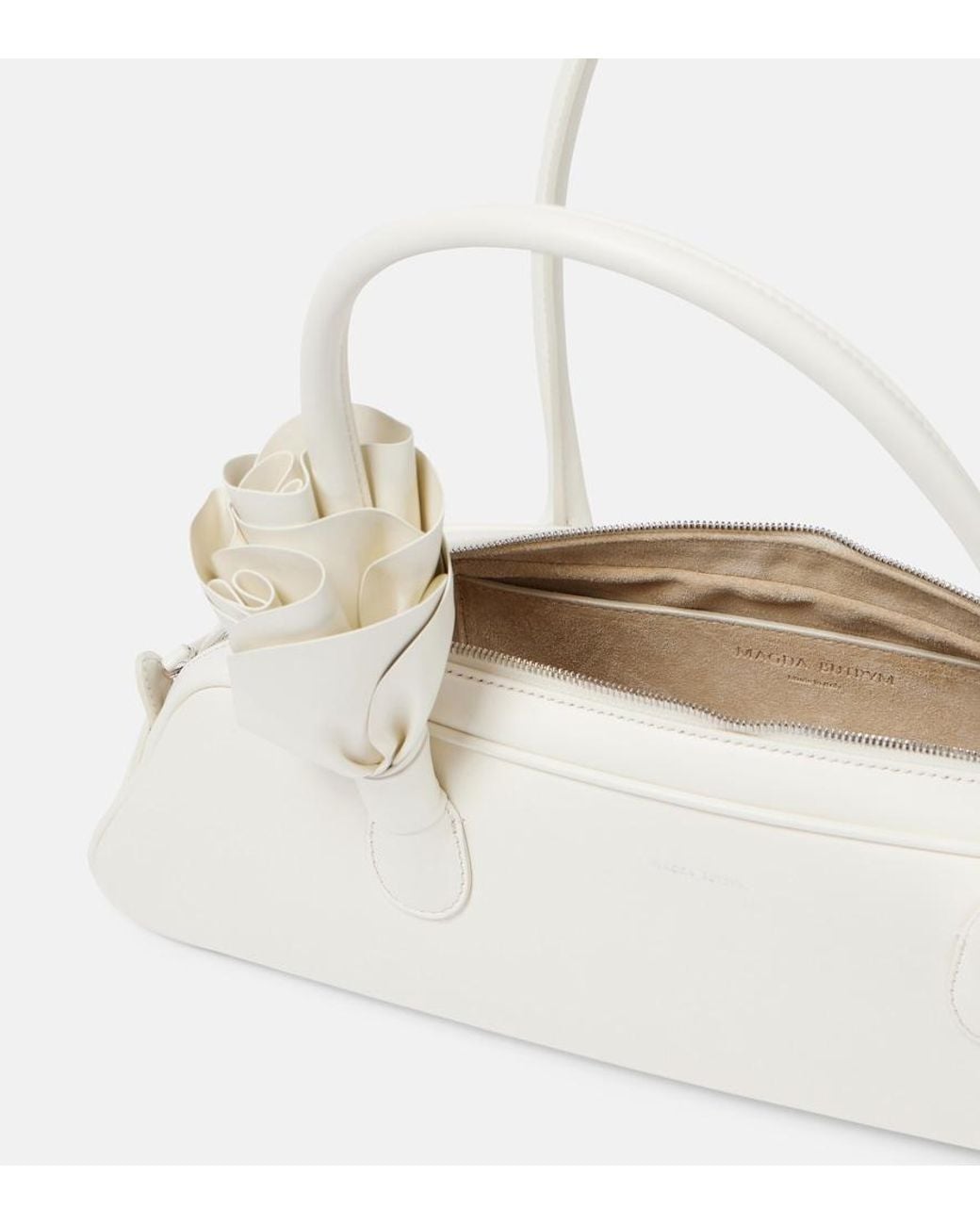 Magda Butrym White Brigitte Floral-Applique Leather Shoulder Bag