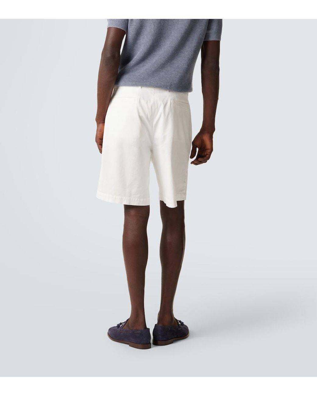 Brunello Cucinelli White Cotton-Blend Bermuda Shorts for men