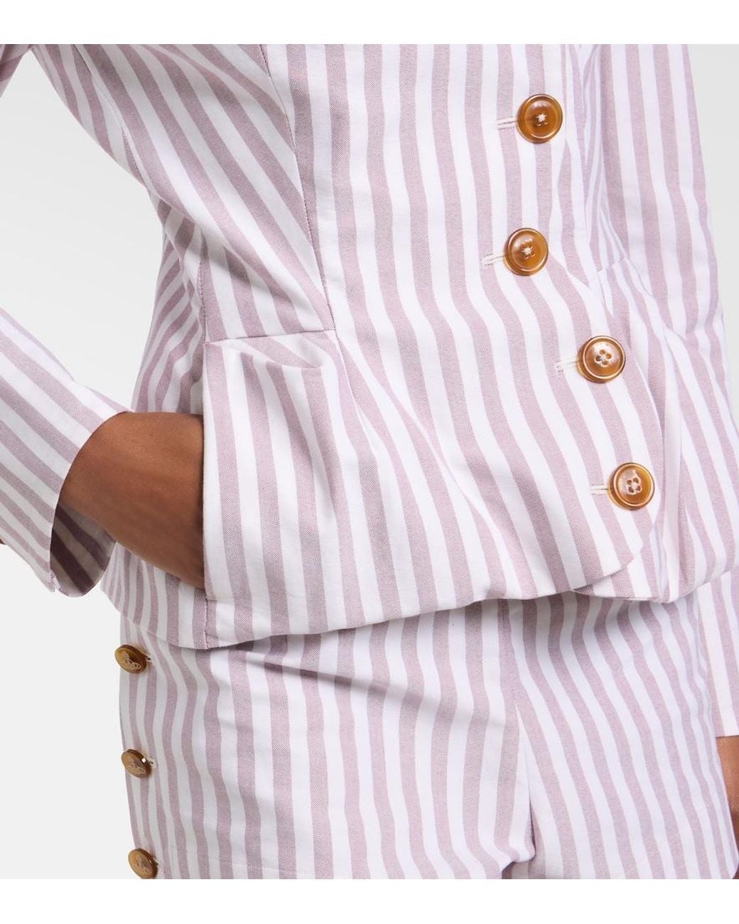 Vivienne Westwood Pink Draped Striped Peplum Cotton Jacket