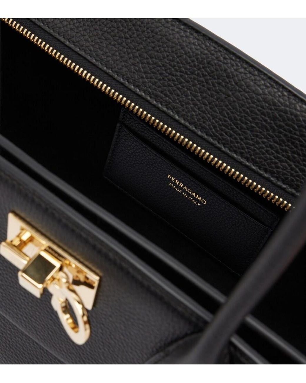 Ferragamo Black Studio East-West Small Leather Shoulder Bag