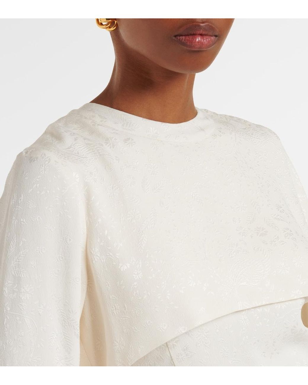 Markarian White Felice Caped Jacquard Midi Dress