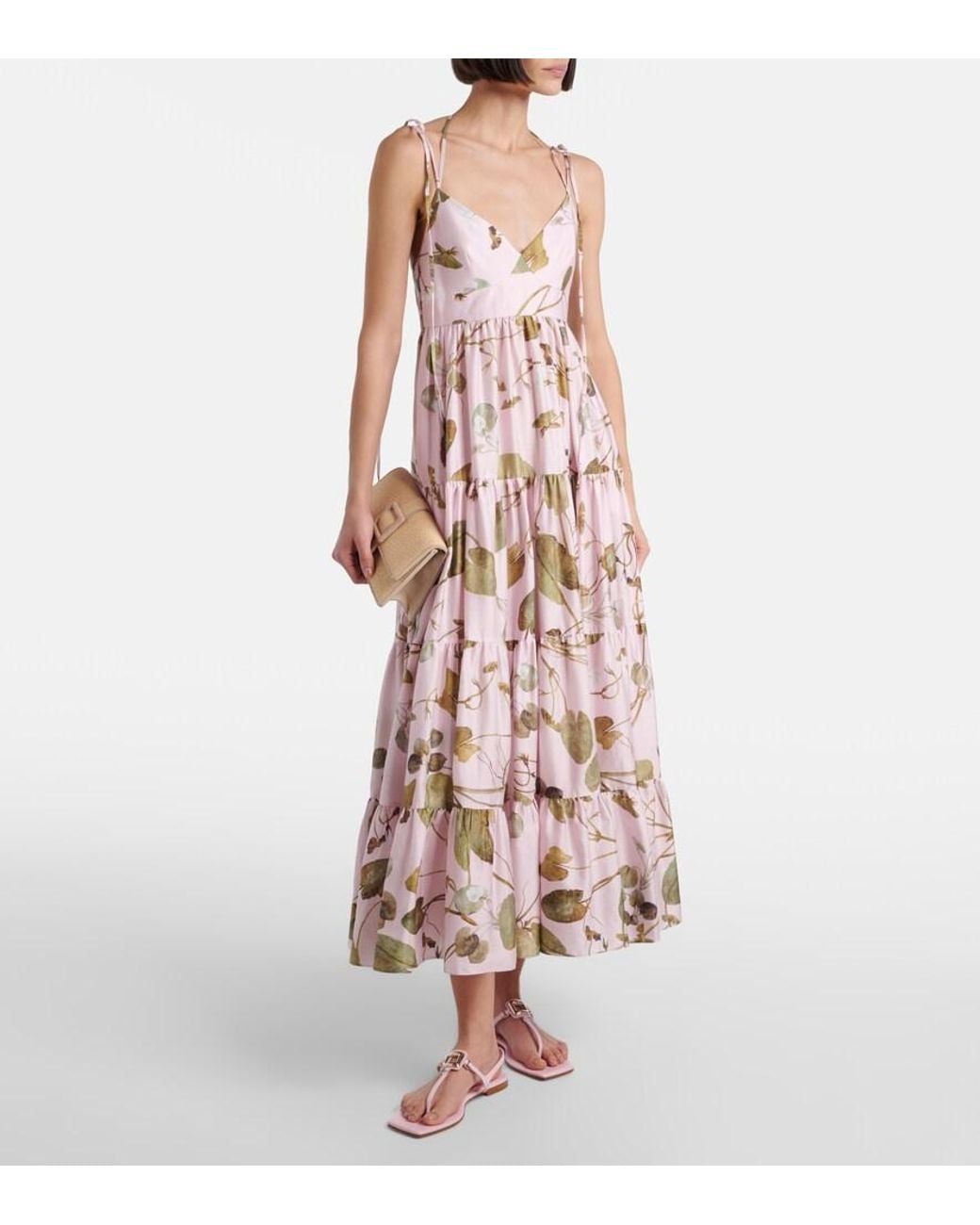 Erdem Pink Printed Cotton Midi Dress