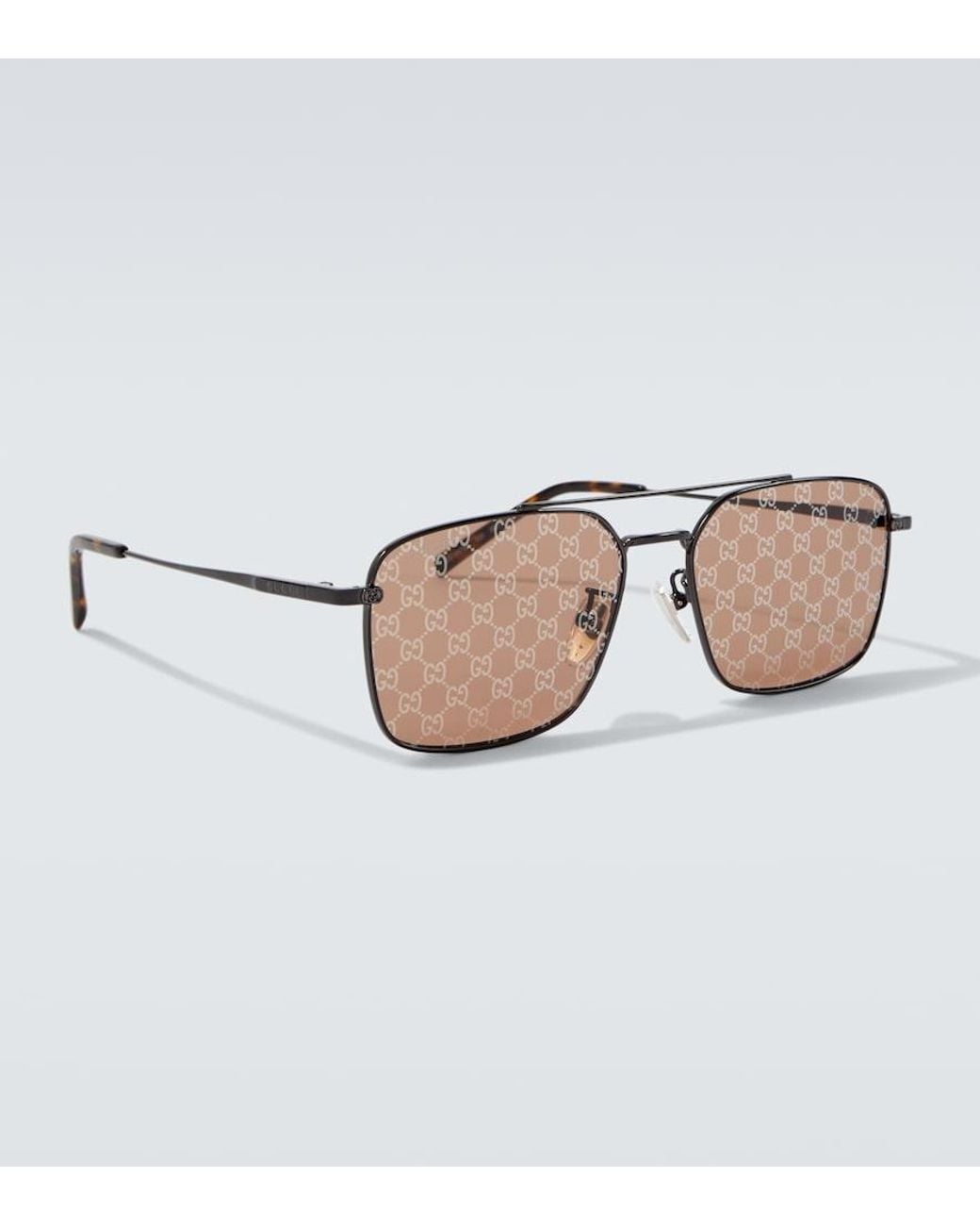 Gucci Brown Gg Aviator Sunglasses for men