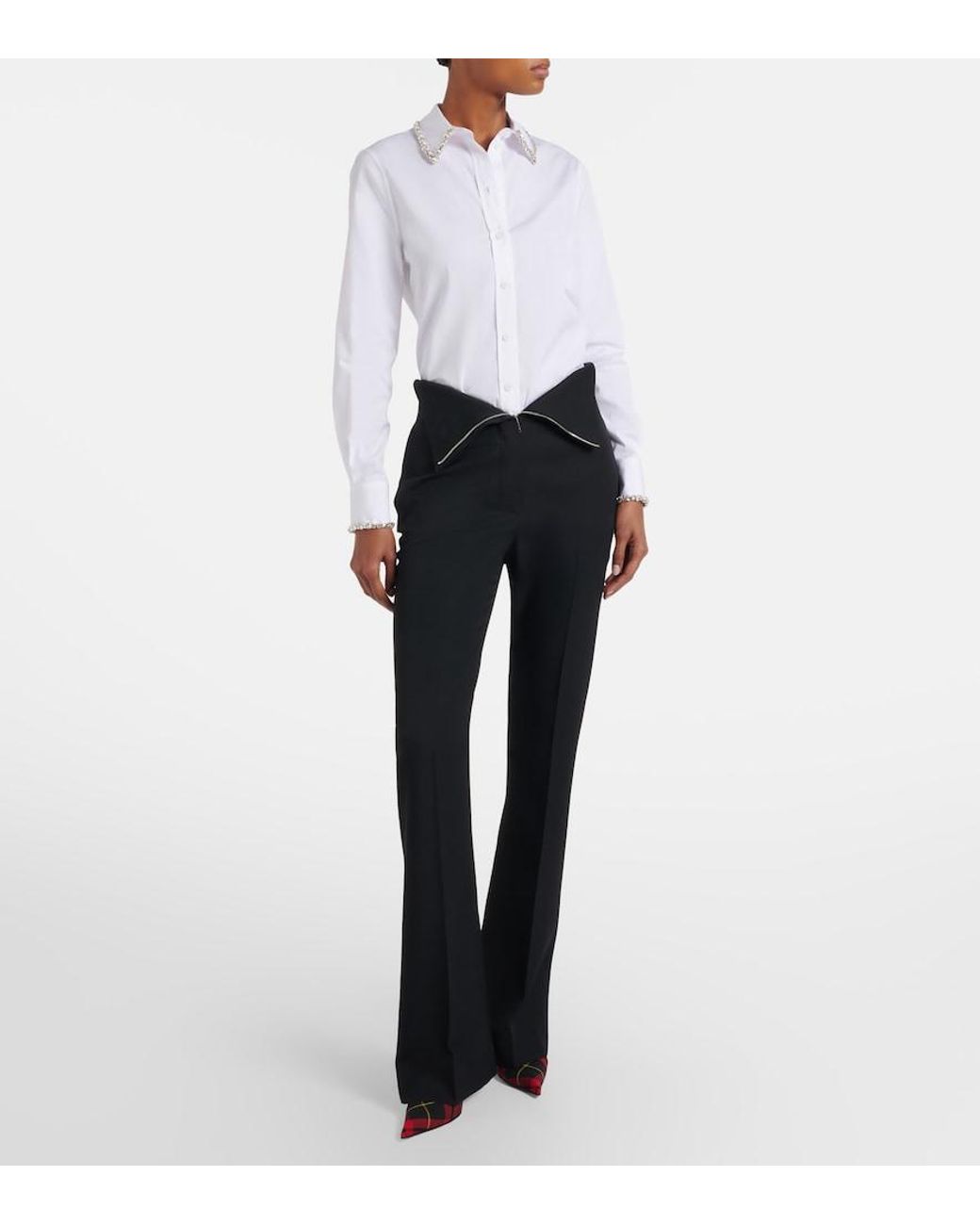 McQueen Black Wool Bootcut Pants