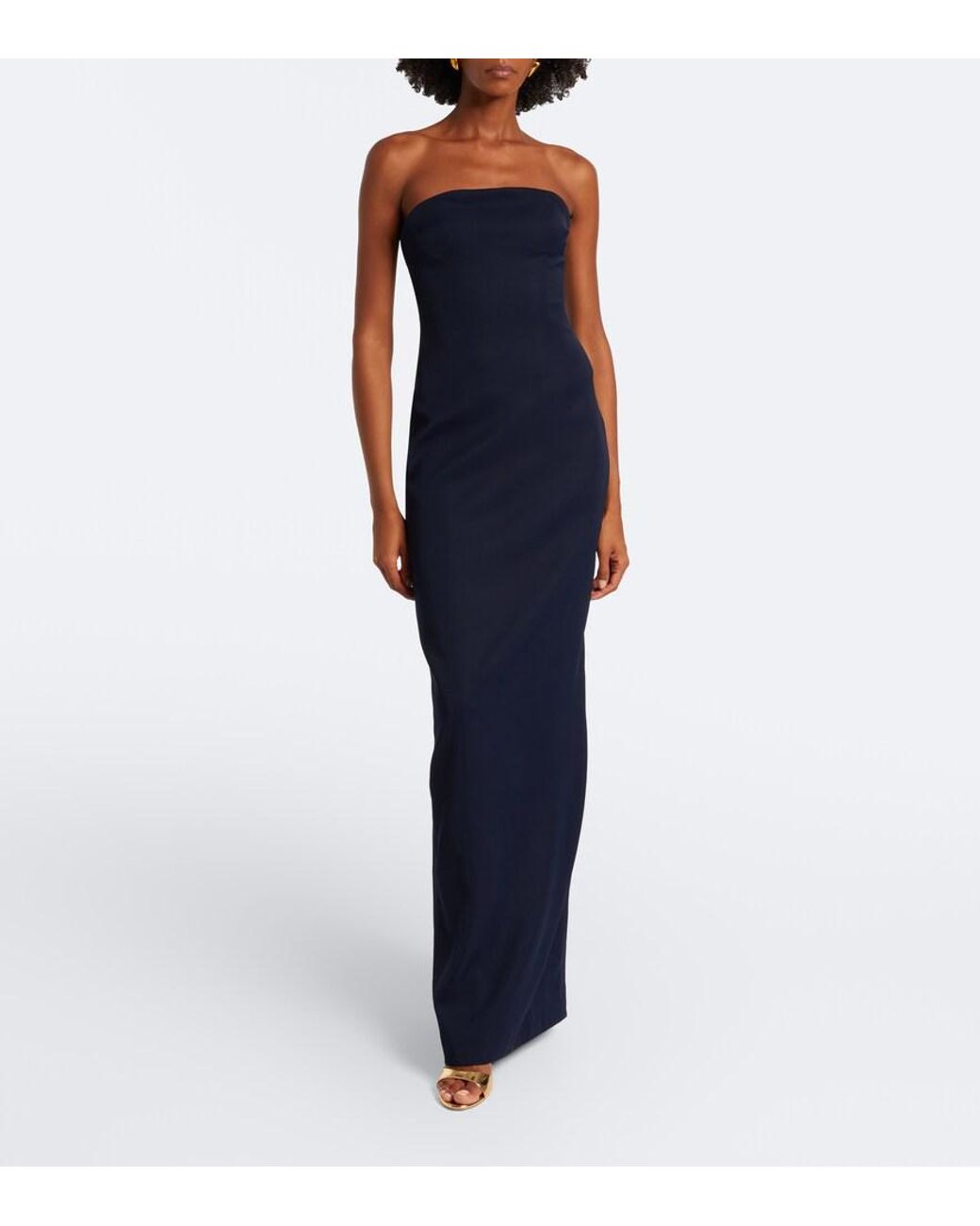 Marmar Halim Blue Embellished Bustier Gown And Cape Set