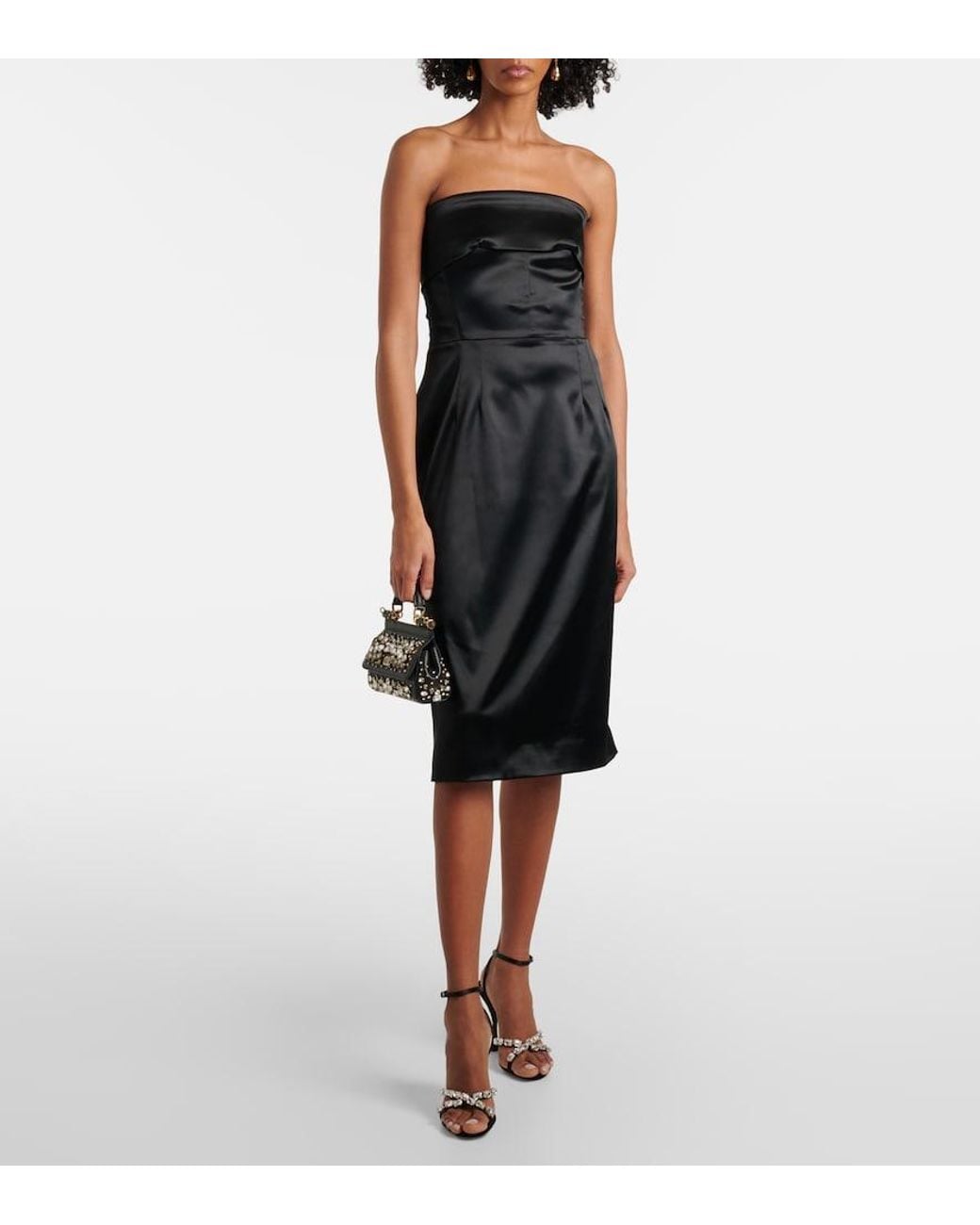 Dolce & Gabbana Black Satin Bustier Dress