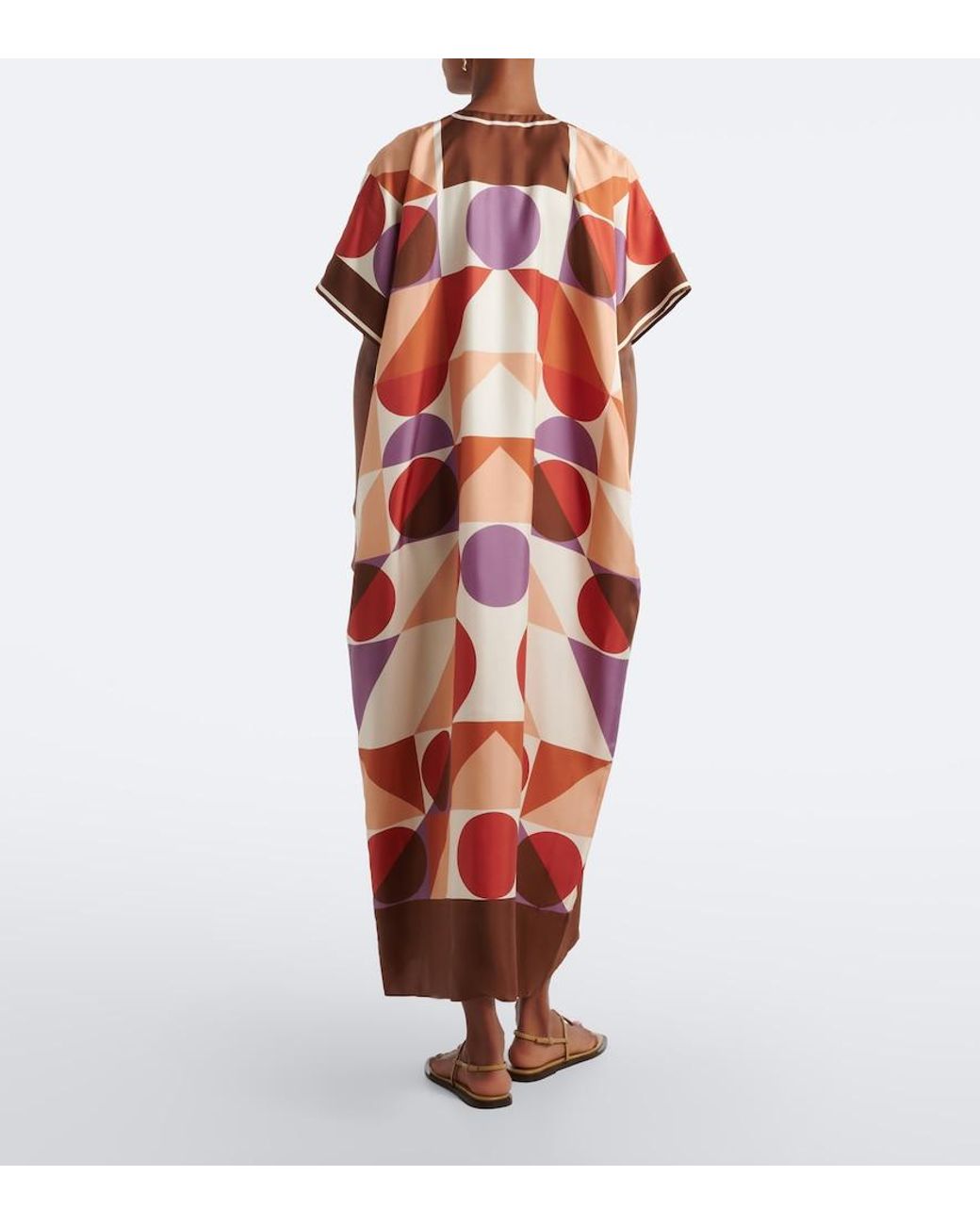 Eres Red Berry Printed Silk Twill Kaftan