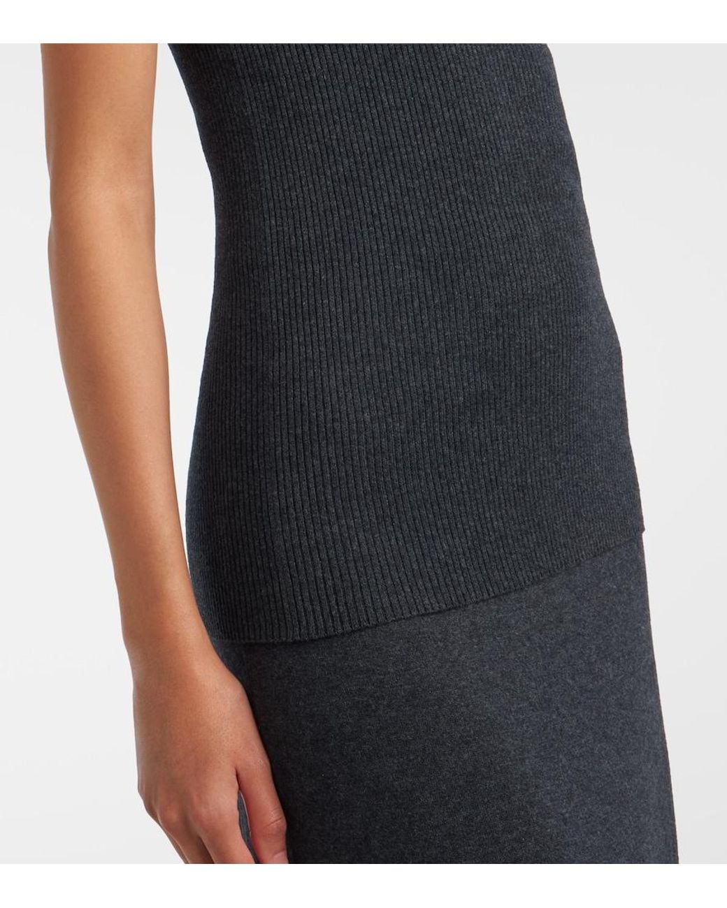Lisa Yang Black Amya Ribbed-Knit Cotton And Cashmere Tank Top