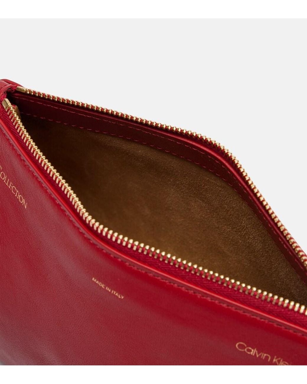 Calvin Klein Red Essential Case Mini Leather Clutch
