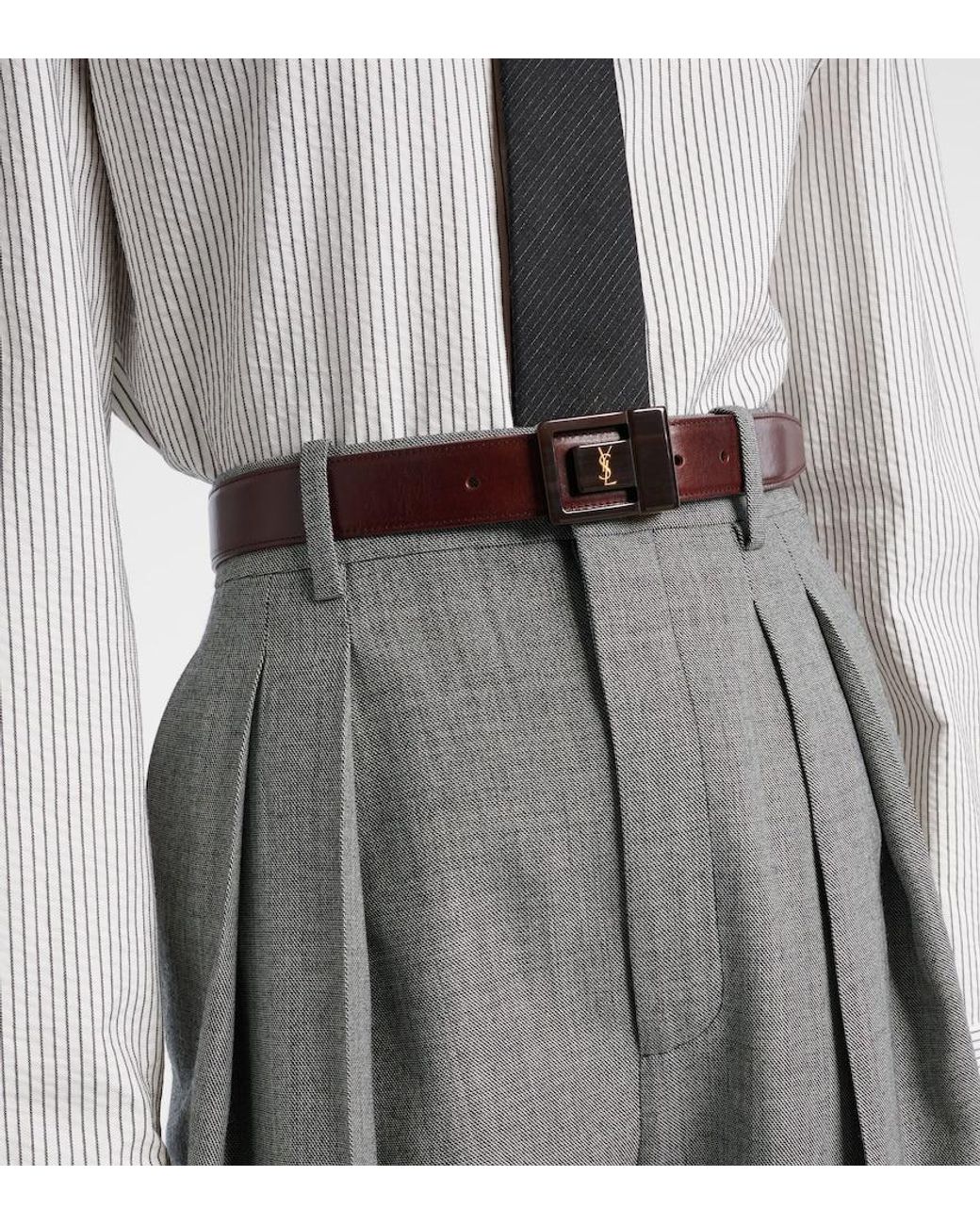 Saint Laurent Brown La 66 Leather Belt