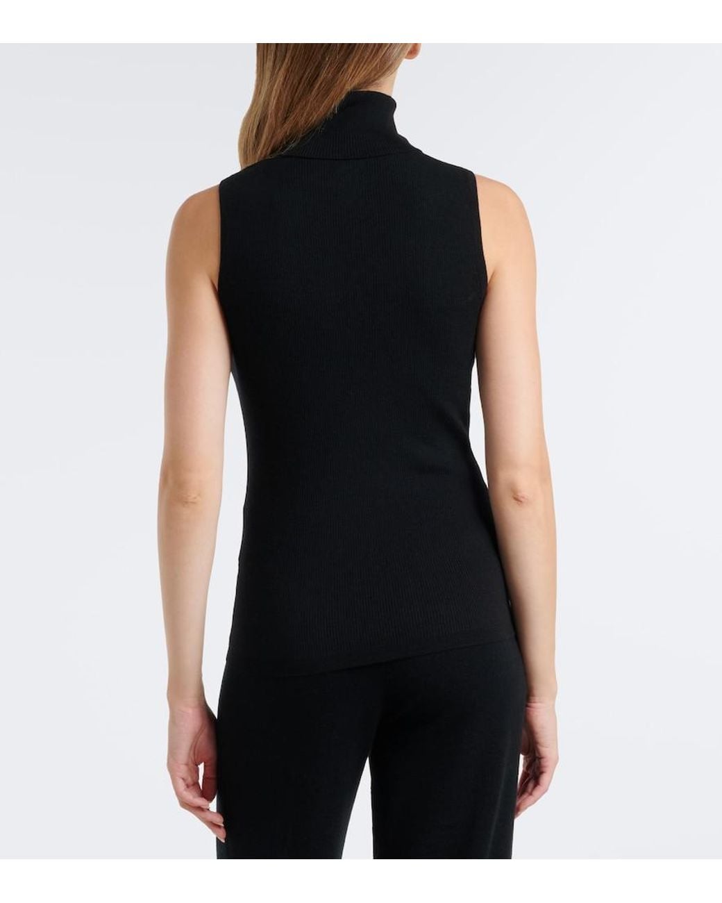 Jardin Des Orangers Black Ribbed-Knit Virgin Wool Turtleneck Top