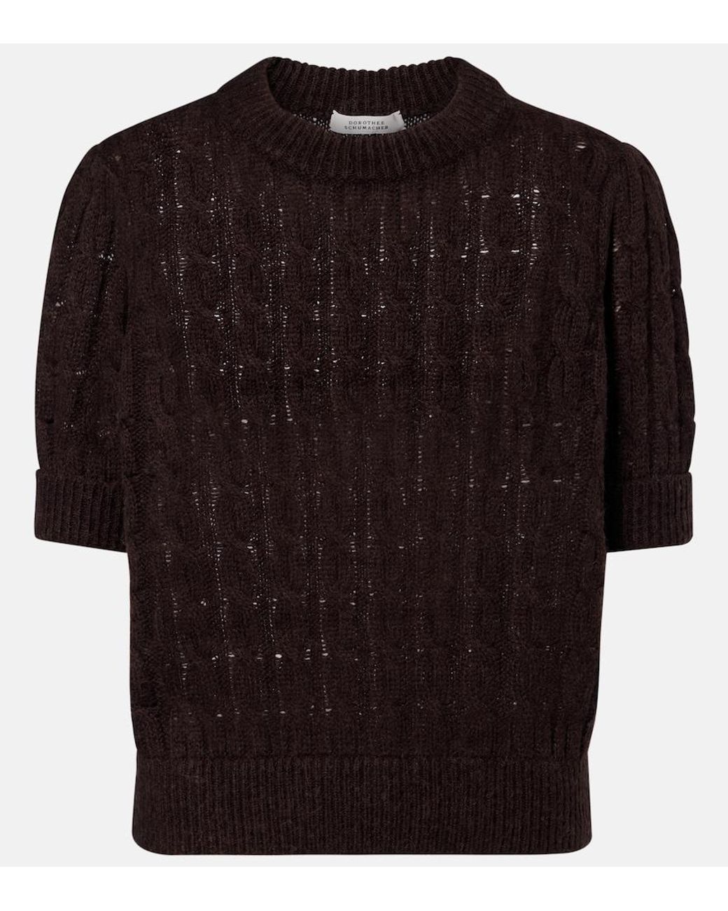 Dorothee Schumacher Black Sheer Softness Cable-Knit Sweater