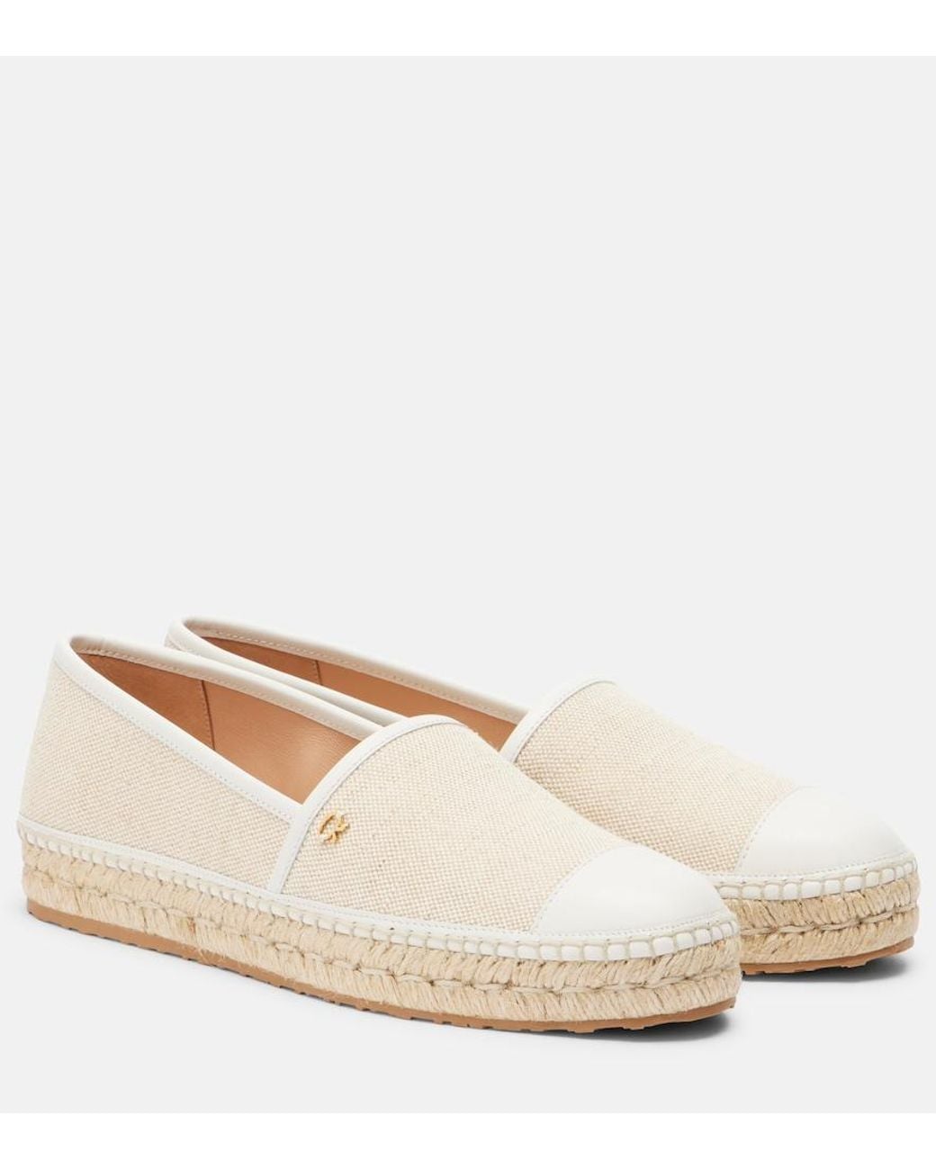 Gianvito Rossi Natural Leather-Trimmed Canvas Espadrilles