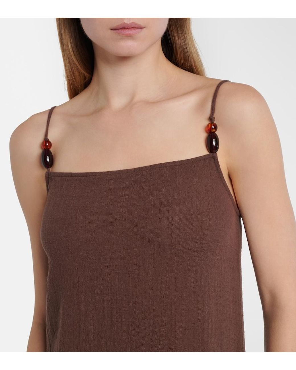 Staud Brown Laura Cotton Gauze Maxi Dress