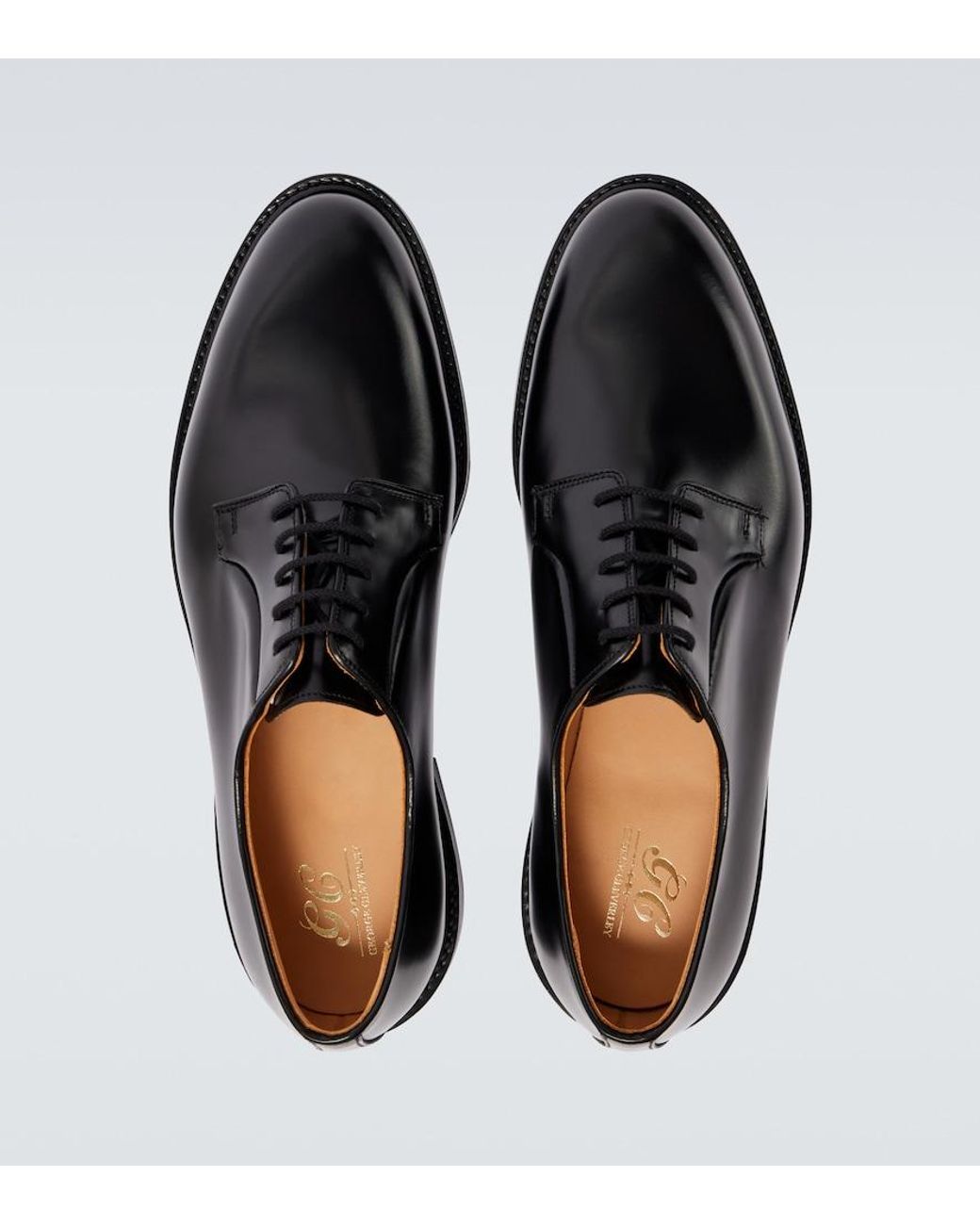 George Cleverley Black Archie Calf Leather Derby Shoes for men