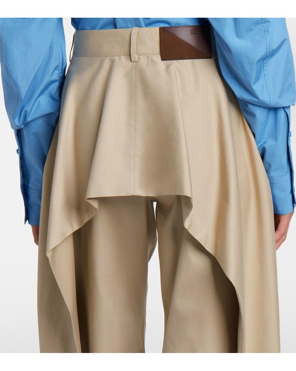Loewe Natural Cotton And Silk Gabardine Wide-Leg Pants