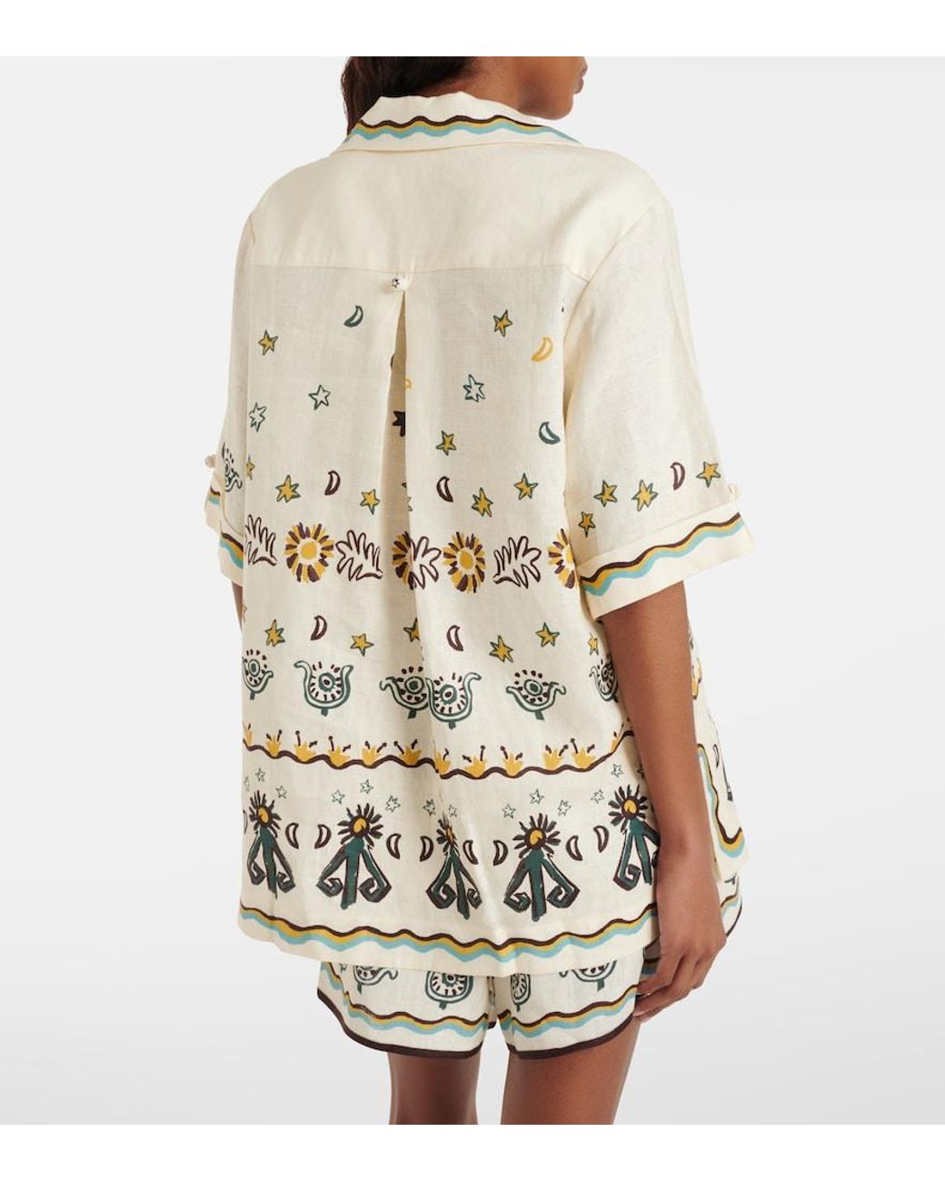 ALÉMAIS Metallic Antoinette Printed Linen Shirt