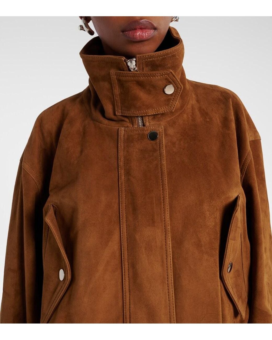 Nour Hammour Brown Briar Suede Bomber Jacket