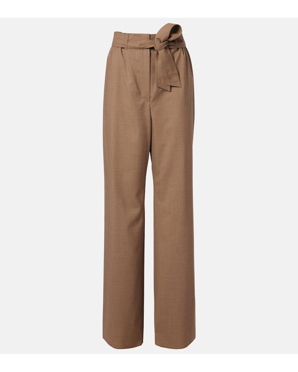 Max Mara Brown Salpa Virgin Wool Wide-Leg Pants
