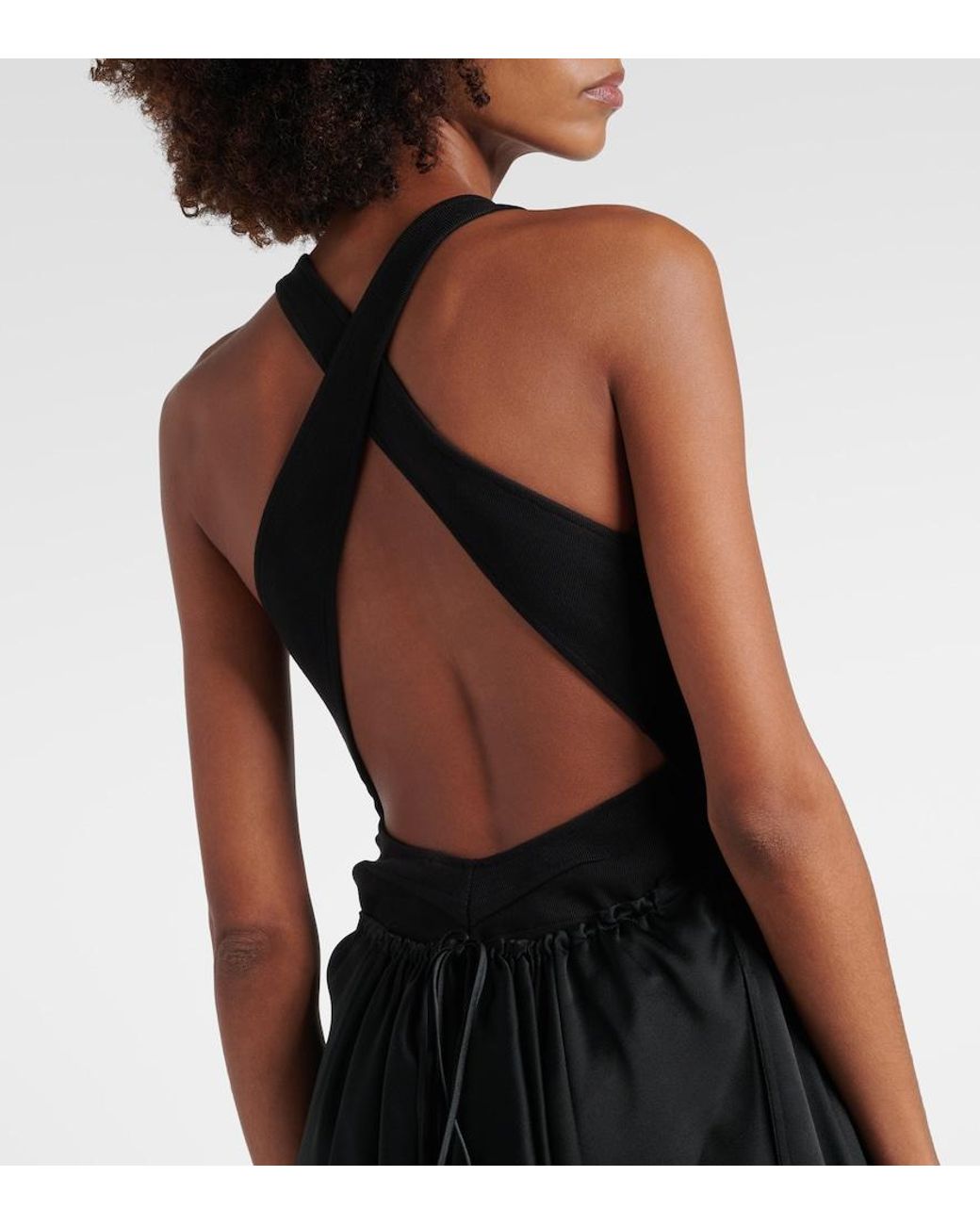 Alaïa Black Cotton-Blend Midi Dress