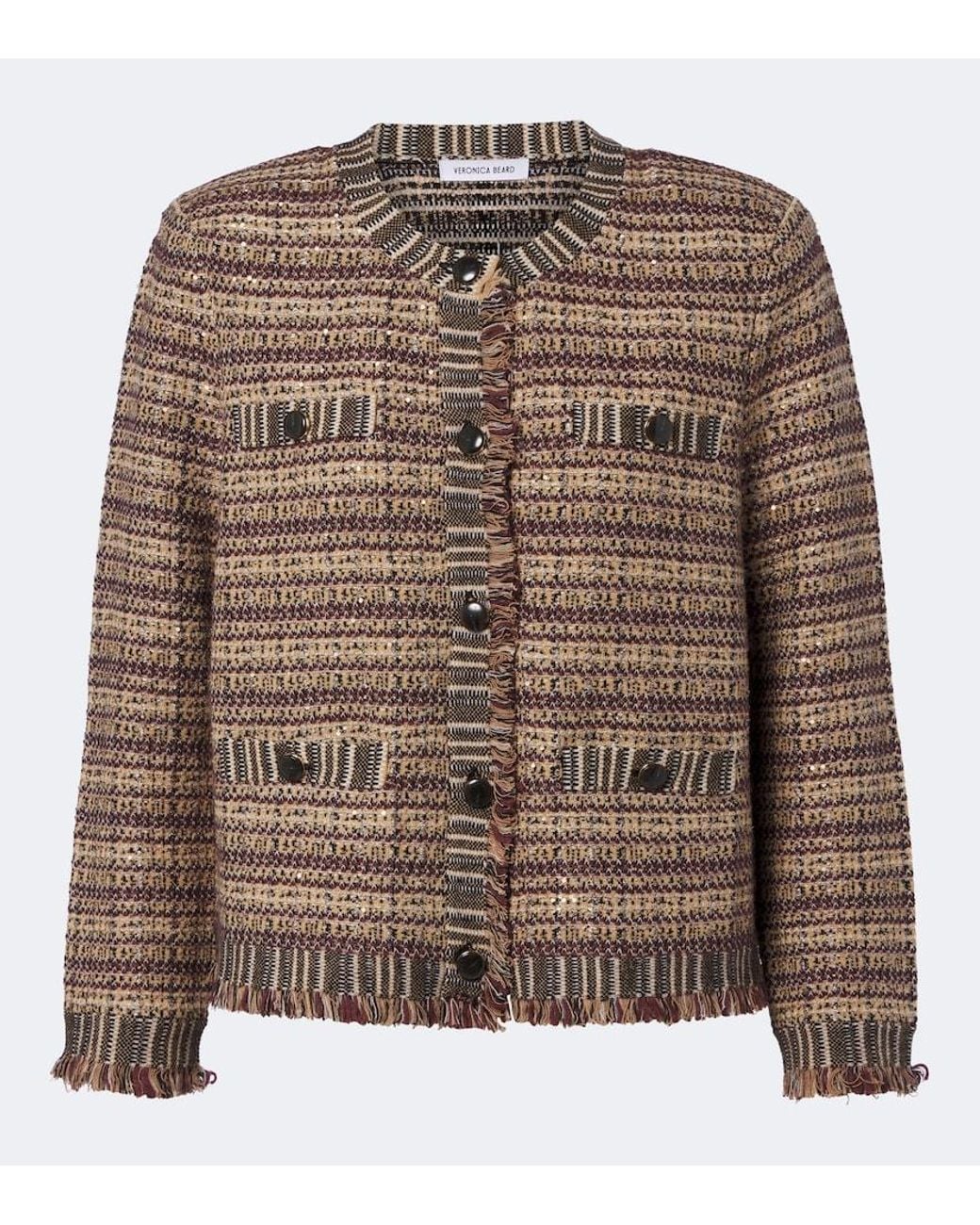 Veronica Beard Brown Sariyah Cropped Tweed Jacket