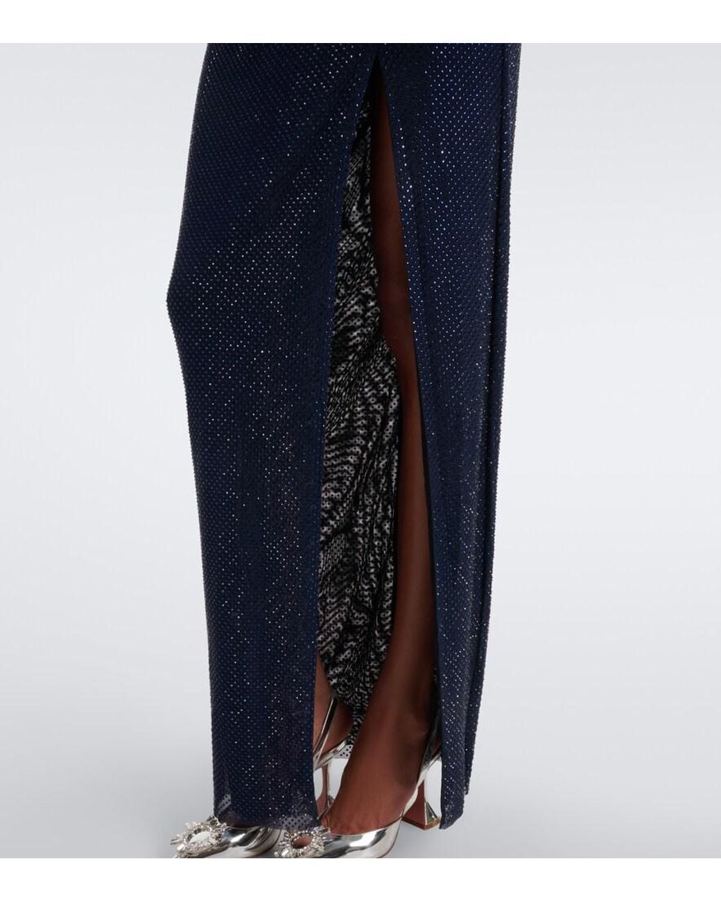 Self-Portrait Blue Cutout Embellished Gathered Gown