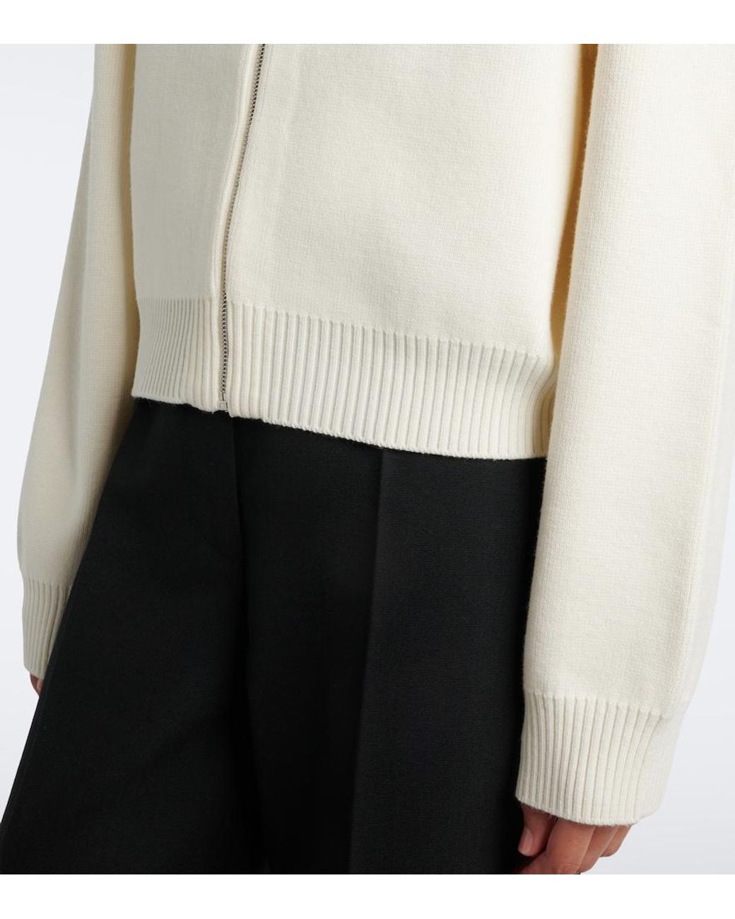 Rohe White Wool Zip-Up Sweater