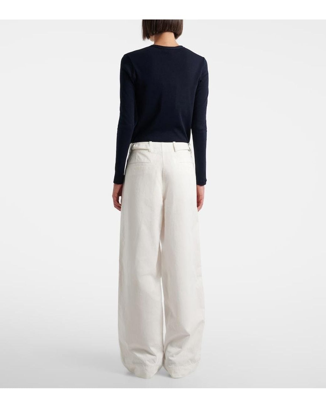 The Row White Fadry Cotton Gabardine Wide-Leg Pants