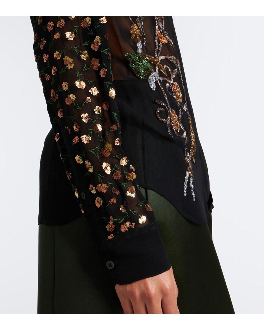 Dries Van Noten Black Embellished Sheer Blouse
