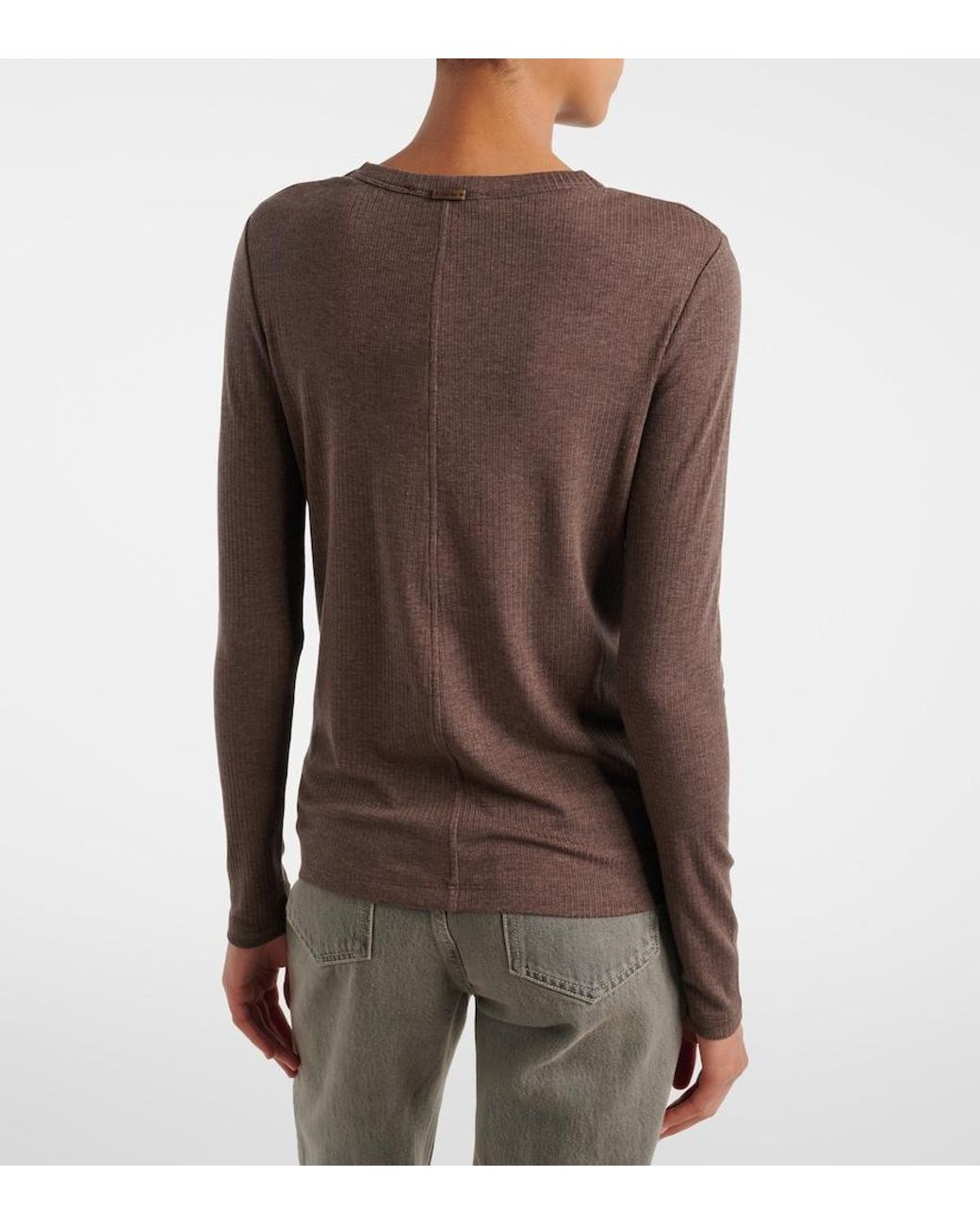 Max Mara Brown Ribbed-Knit T-Shirt
