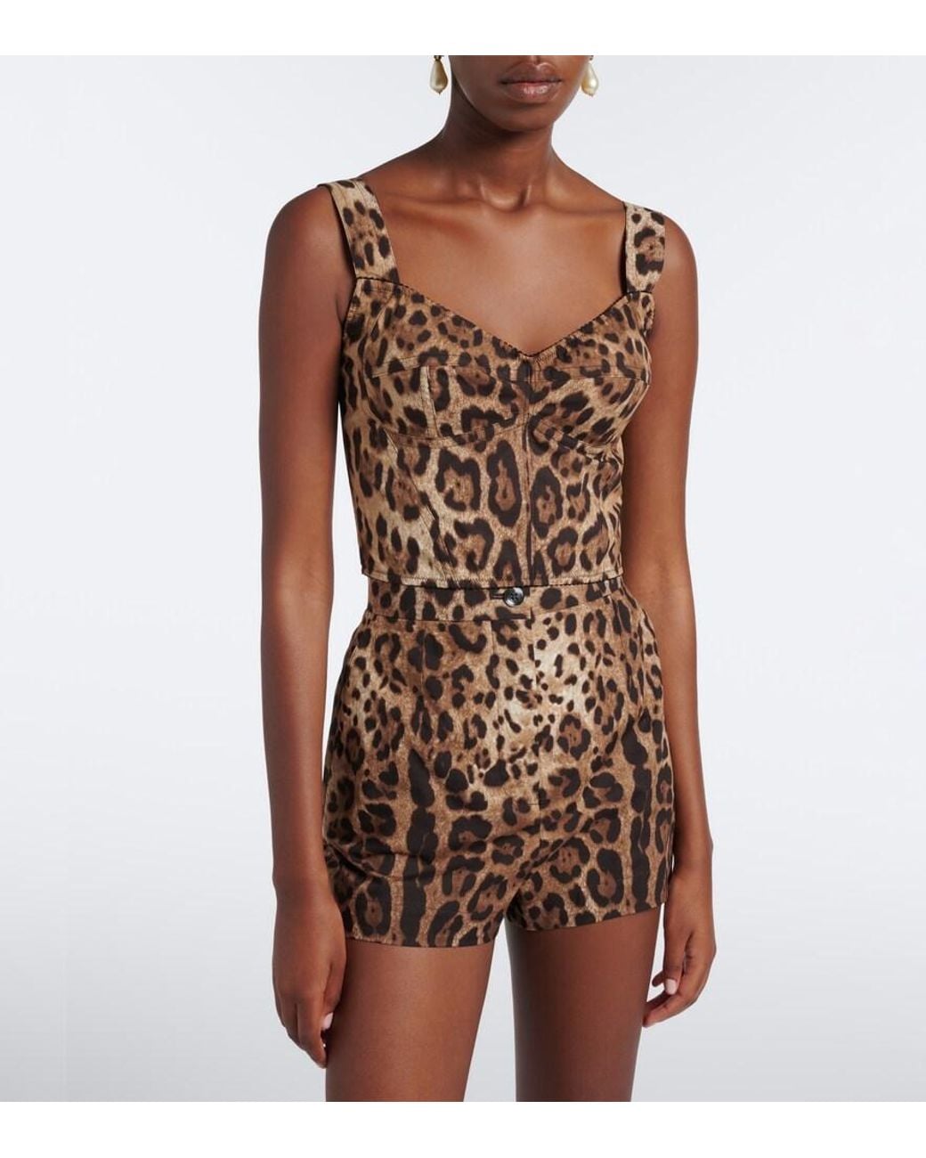 Dolce & Gabbana Multicolor Leopard-Print Cotton Shorts