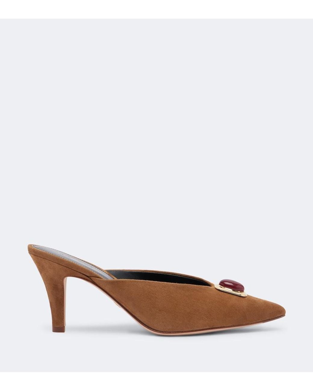 Veronica Beard Brown Rochelle Embellished Suede Mules