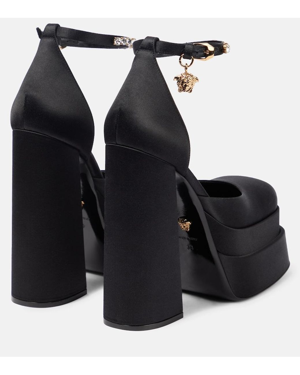Versace Black Medusa Satin Platform Pump