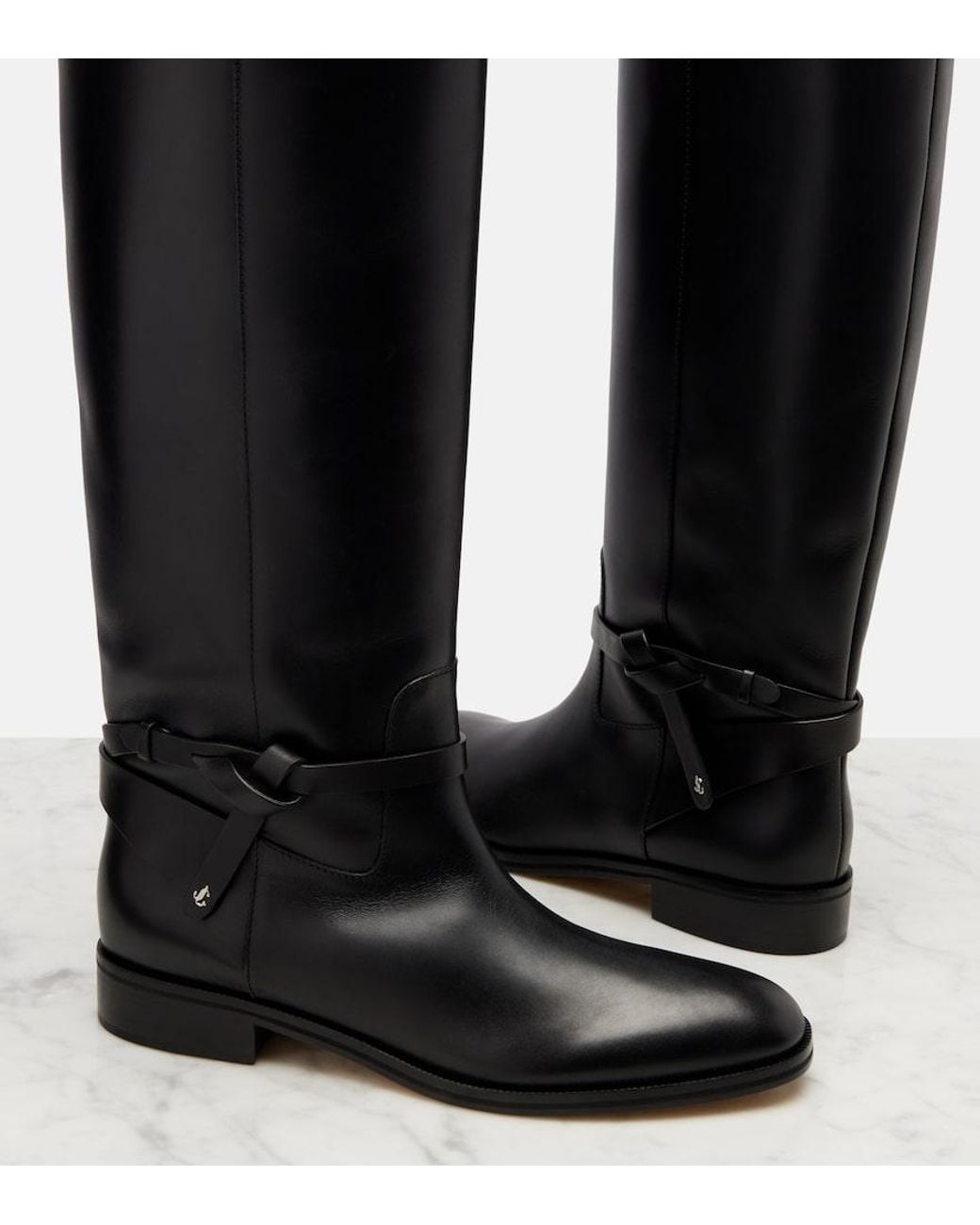 Jimmy Choo Black Lawton Leather Knee-High Boots