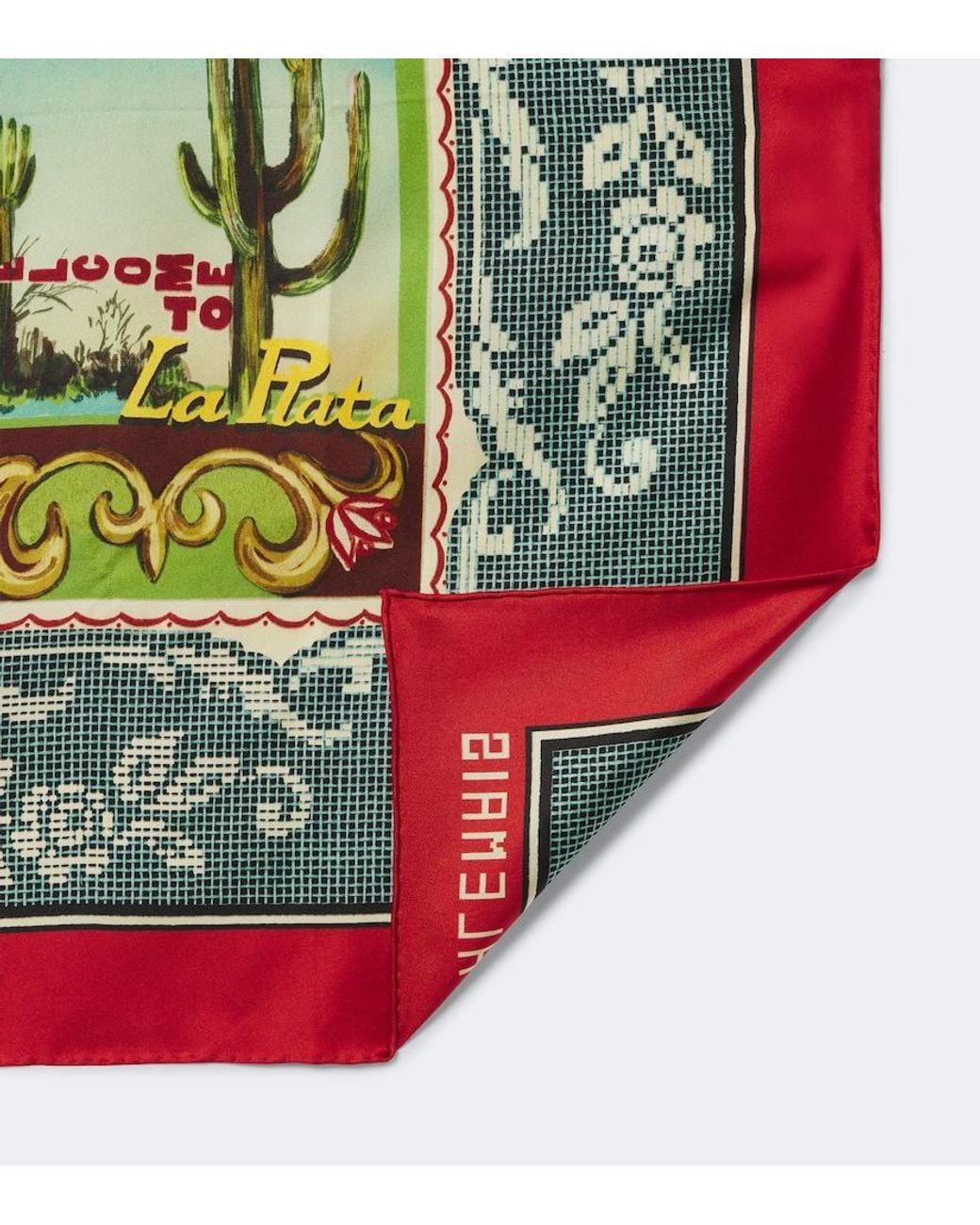 ALÉMAIS Black Ace Printed Silk Scarf