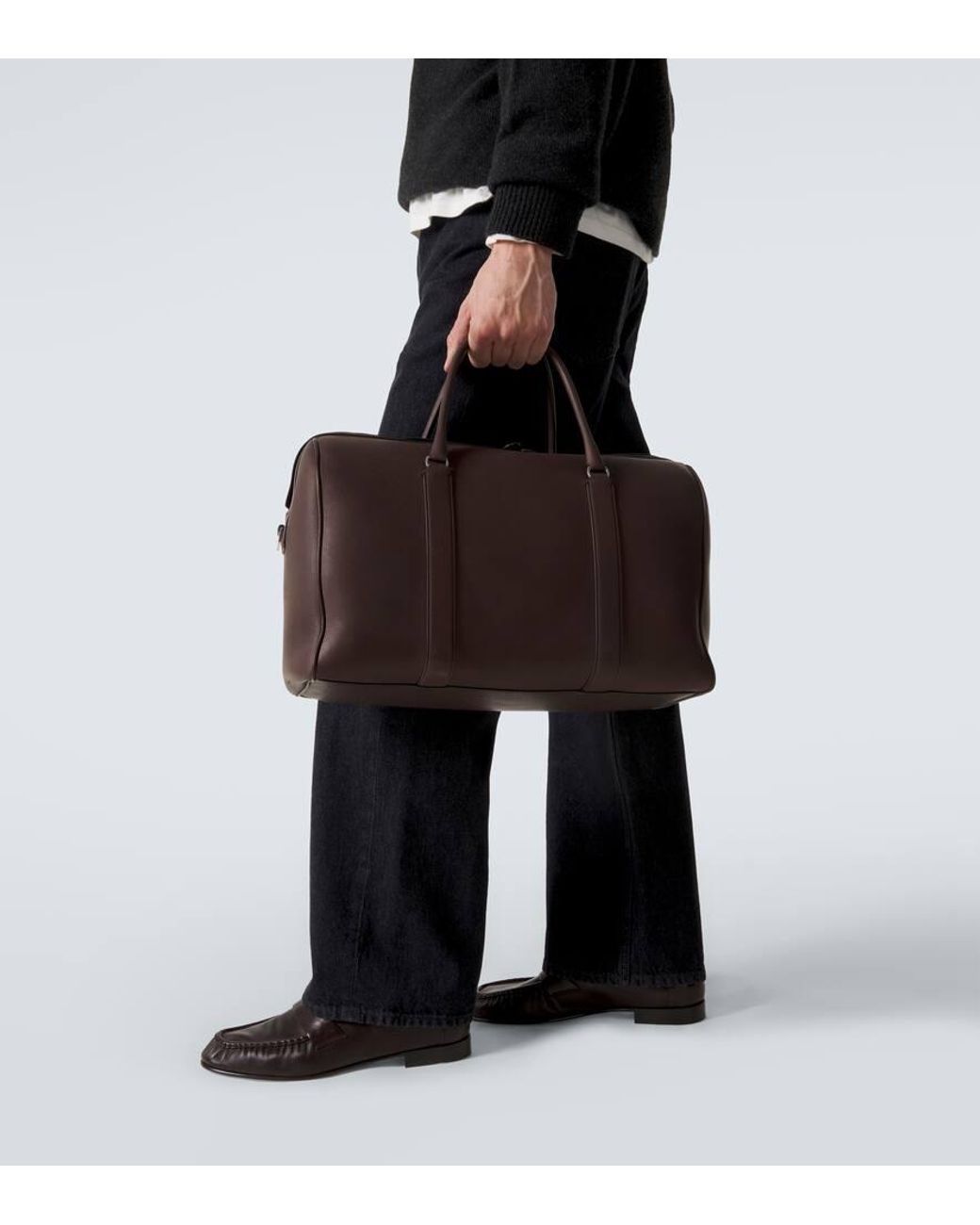 The Row Brown Iowa Leather Duffel Bag for men