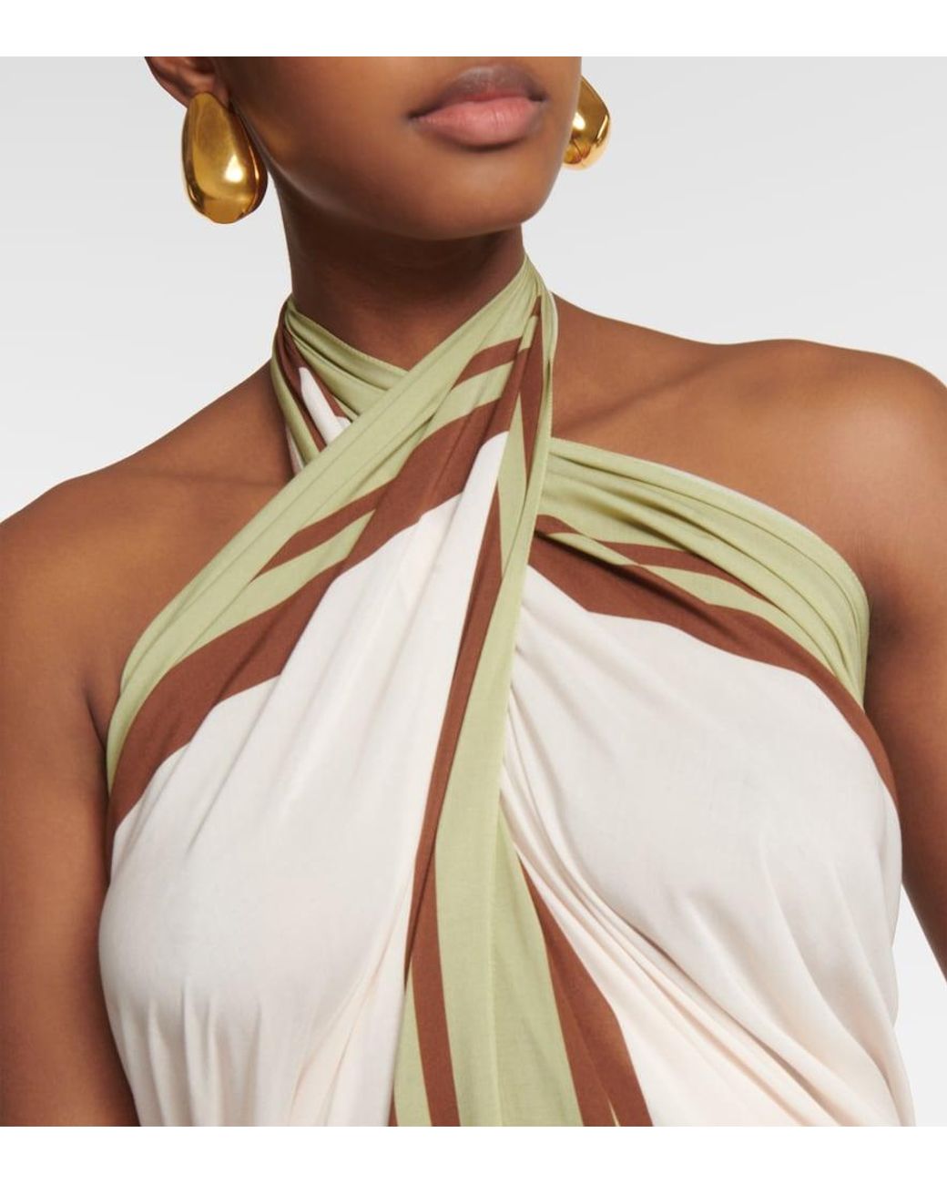 Adriana Degreas Metallic Arisaema Halterneck Top
