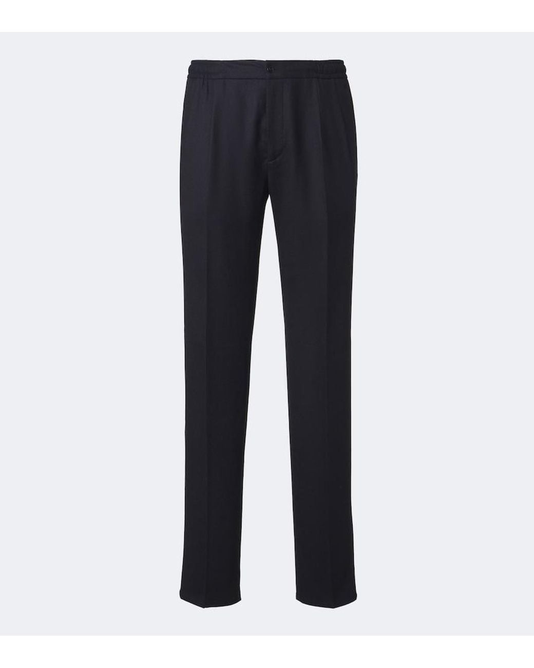 Rubinacci Blue Virgin Wool Straight Pants for men
