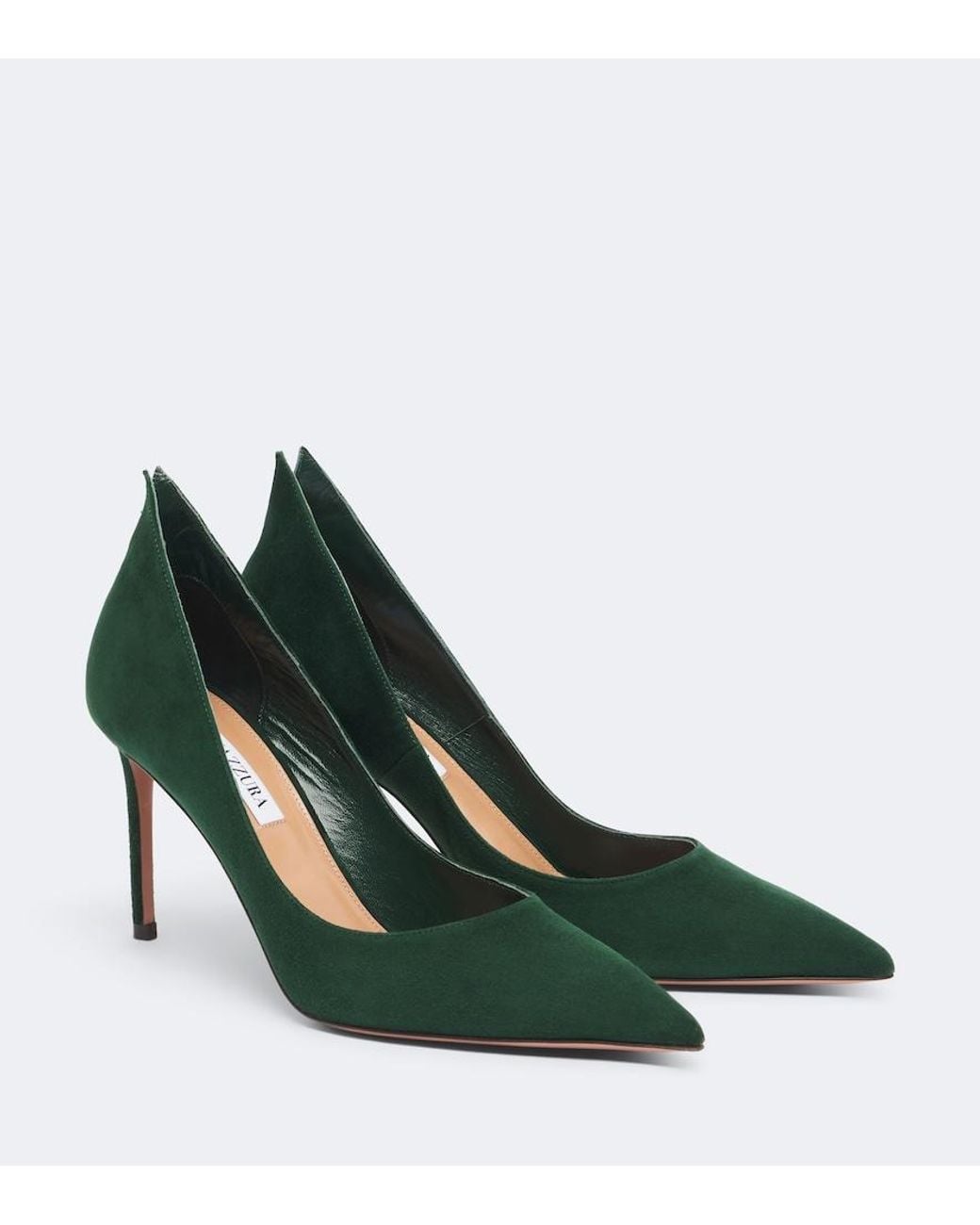 Aquazzura Green Linea Suede Pumps