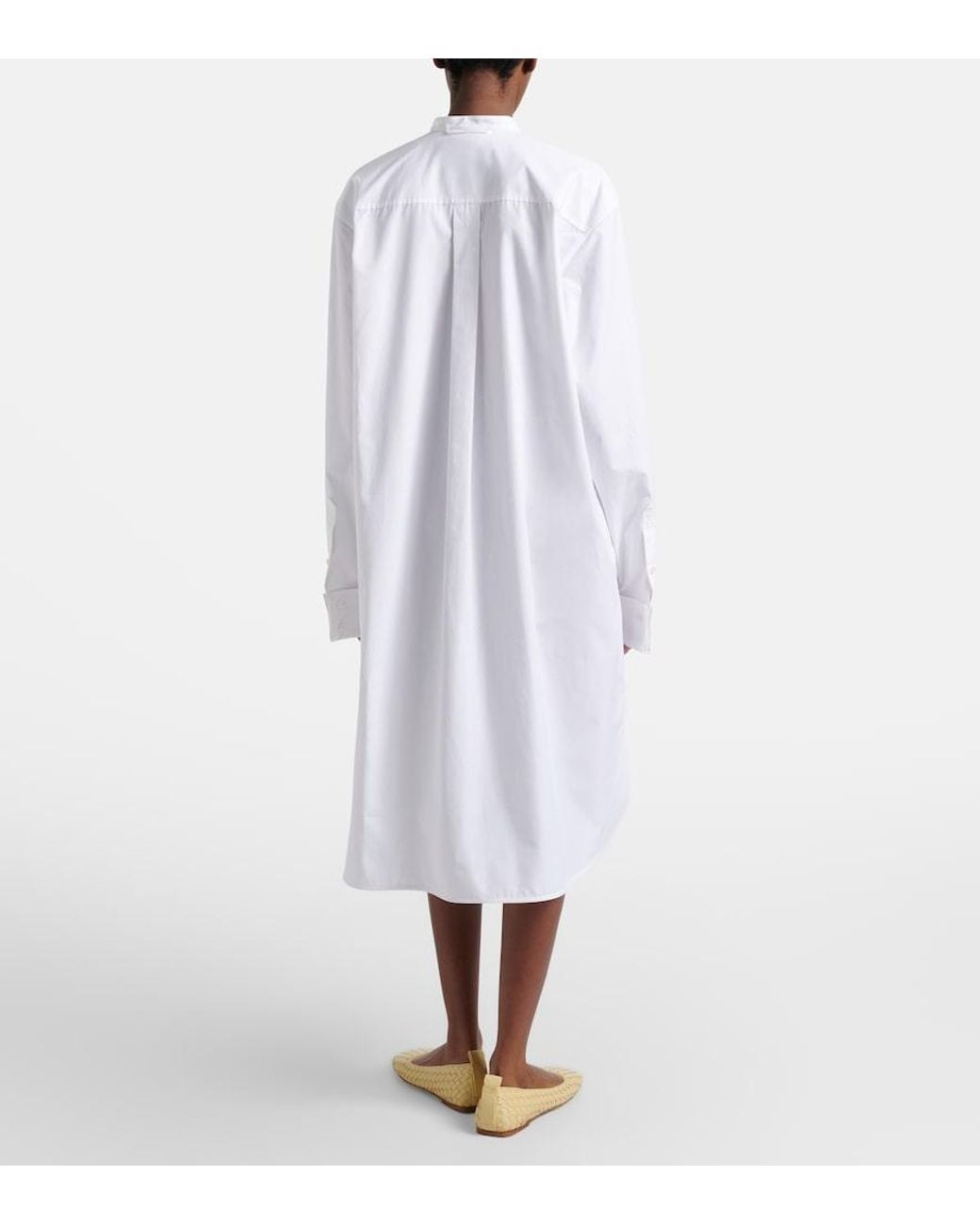 Bottega Veneta White Oversized Cotton Poplin Midi Dress