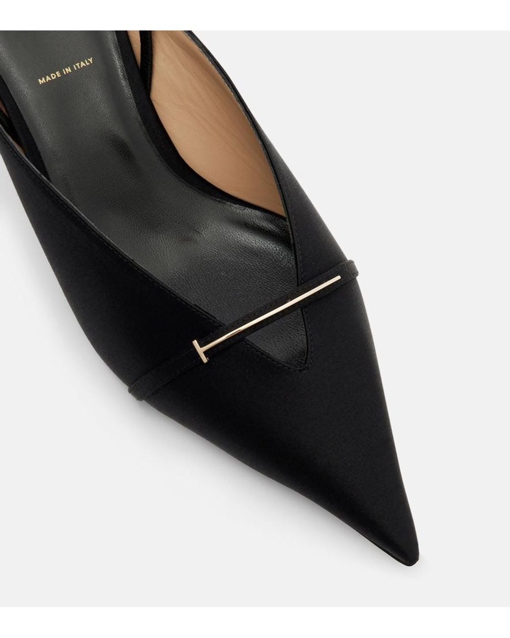 Tom Ford Black T Icon 55 Satin Slingback Pumps