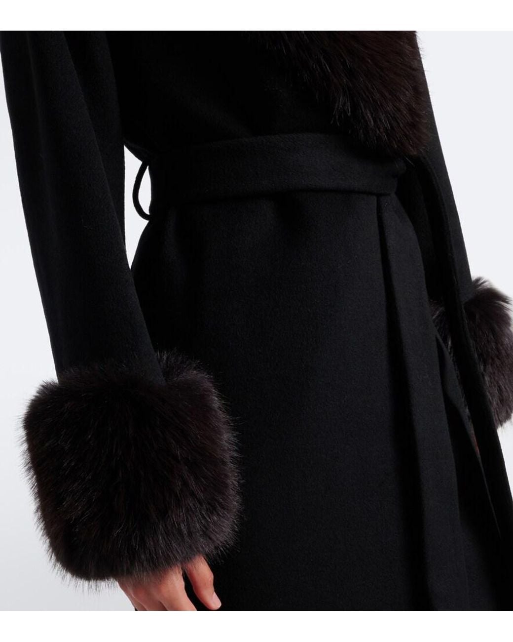 Jonathan Simkhai Black Kinsley Wool-Blend Wrap Coat