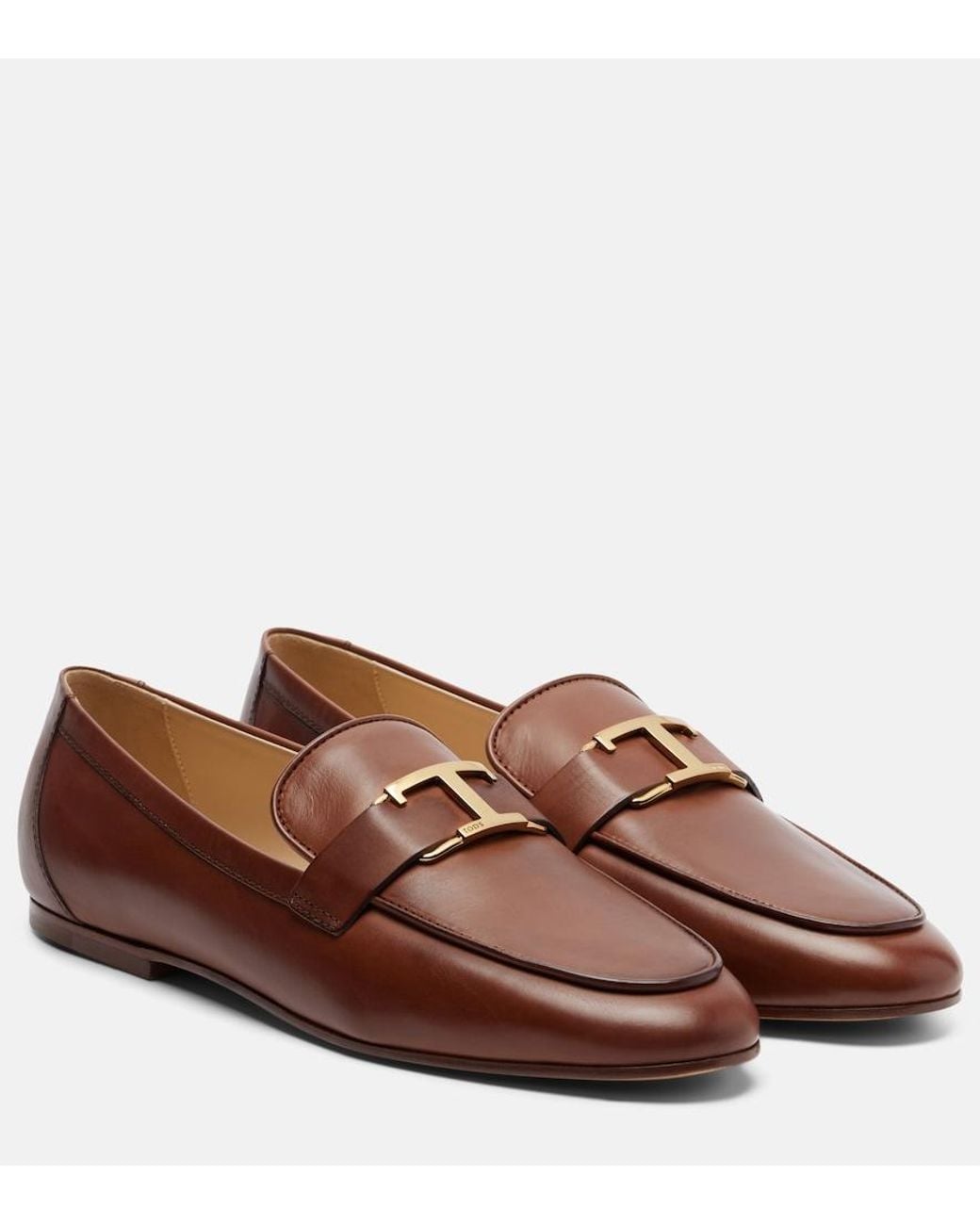 Tod's Brown T Timeless Leather Loafers